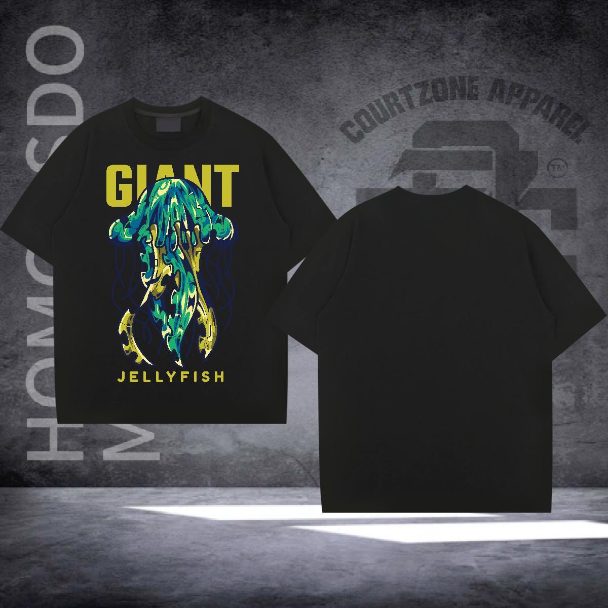 Classic Casual T Shirt For Man 100% Cotton 230g jellyfish Street wear Hip Hop Clothes Short Sleeve Soft Free Shipping Tshirts DIY Anime