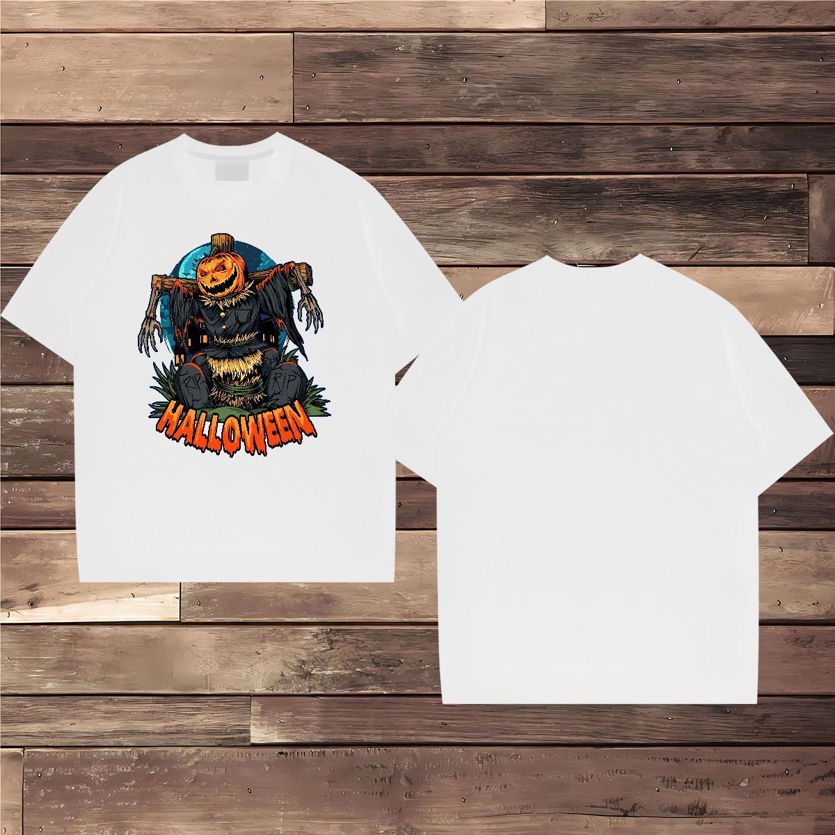 Men T Shirts 230g 100% Cotton pumpkin High Street Hip Hop O-Neck Short Sleeve Black Oversized Tshirt for Man Woman Fashion Free Shipping Tops