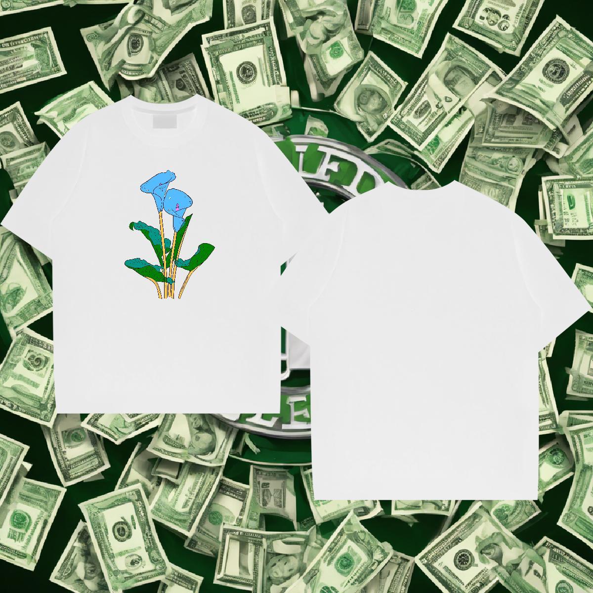 2024 Man T Shirts 230g 100% Cotton flower Casual Beach Wear Pure Cotton Cool Design Men Clothes T-Shirt Oversized 4XL