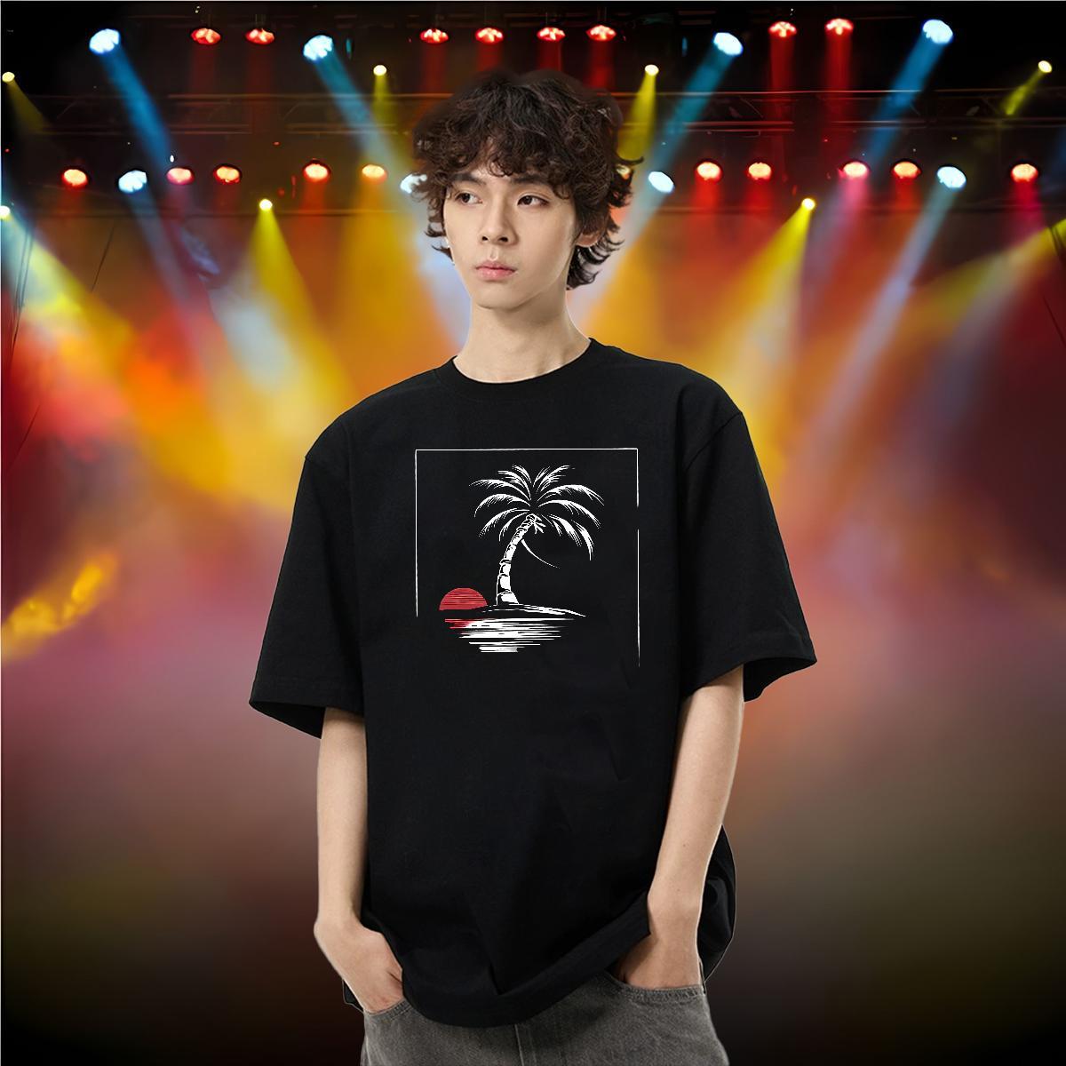 Brand T Shirts Men 230g Pure Cotton beach Daily Wear Clothings Short Sleeve O-Neck Soft Men Tops Tees Graphic