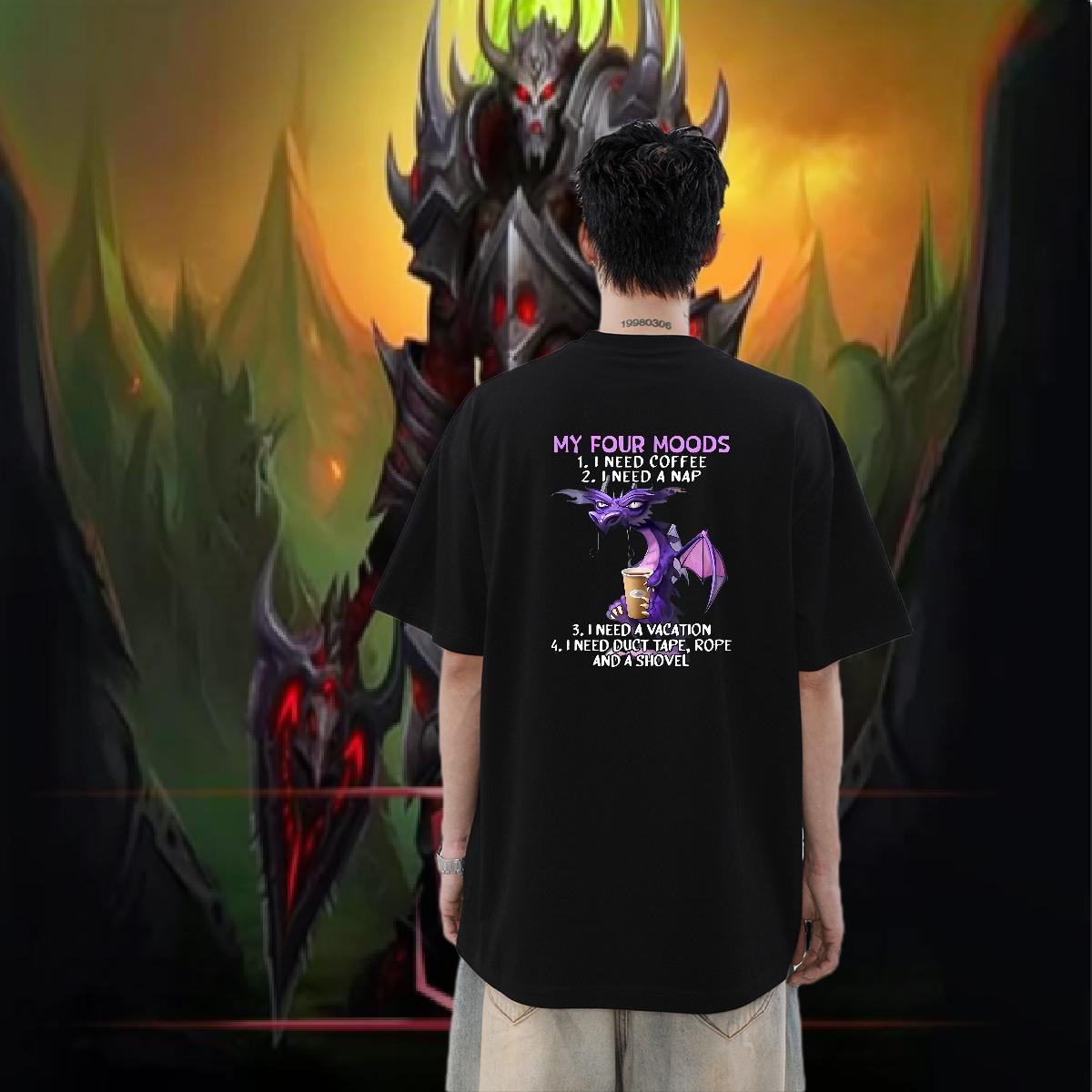 2024 Summer T-Shirts for Men 100% Cotton 230g dinosaur High Street Hip Hop Tee Shirt O Neck Short Sleeves Cool Design Tshirt for Man Woman Oversized 4