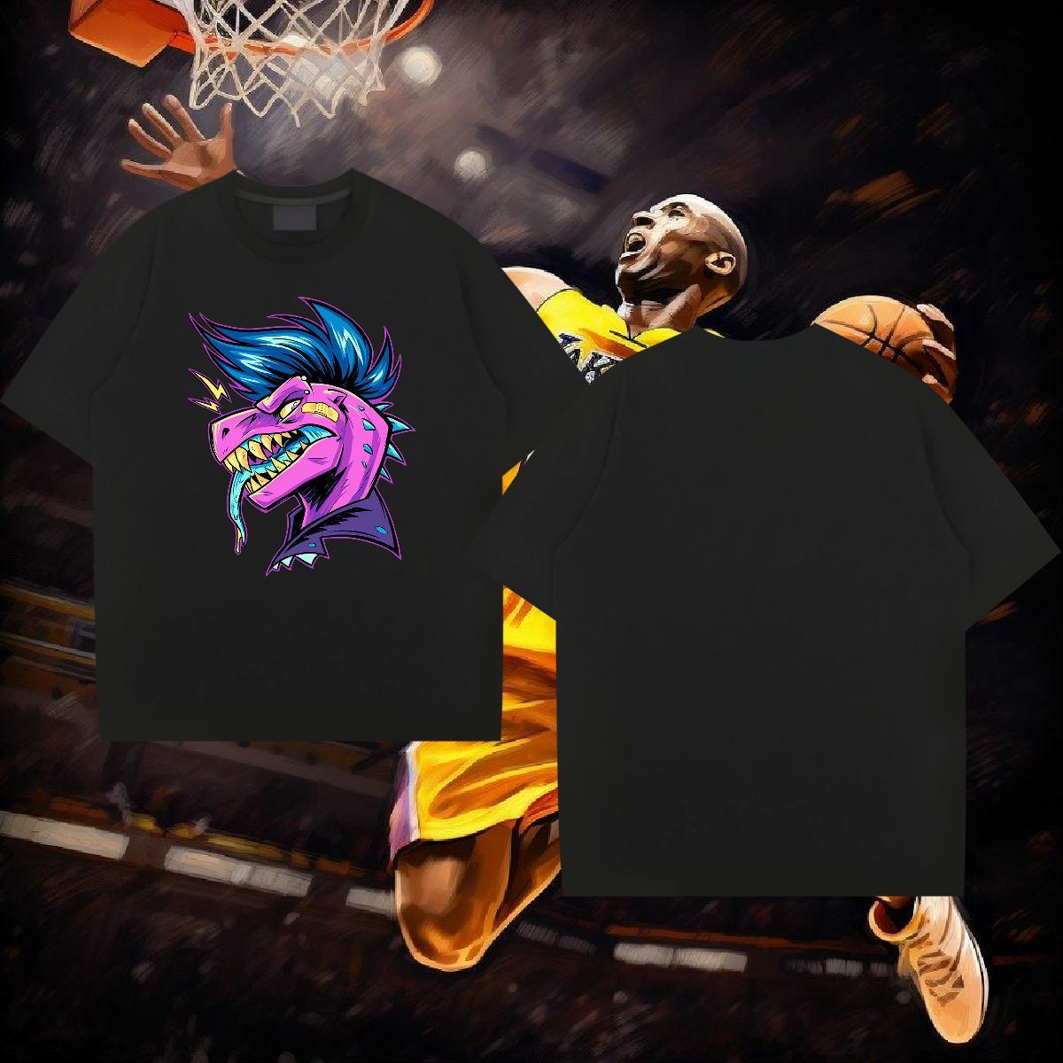 Factory Direct Men T Shirts 100% Cotton 230g dinosaur Casual Beach Tees Shirts Breathable Short Sleeve Wholesale Tshirt for Man Woman DIY