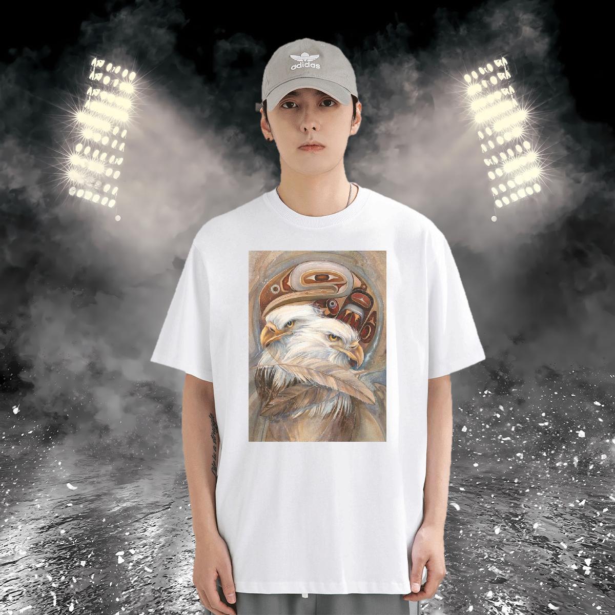 T Shirt For Man 230g Pure Cotton eagle Home Outdoor O-Neck Short Sleeve Skull Tshirt for Man Woman 2024 High Quality Tshirts