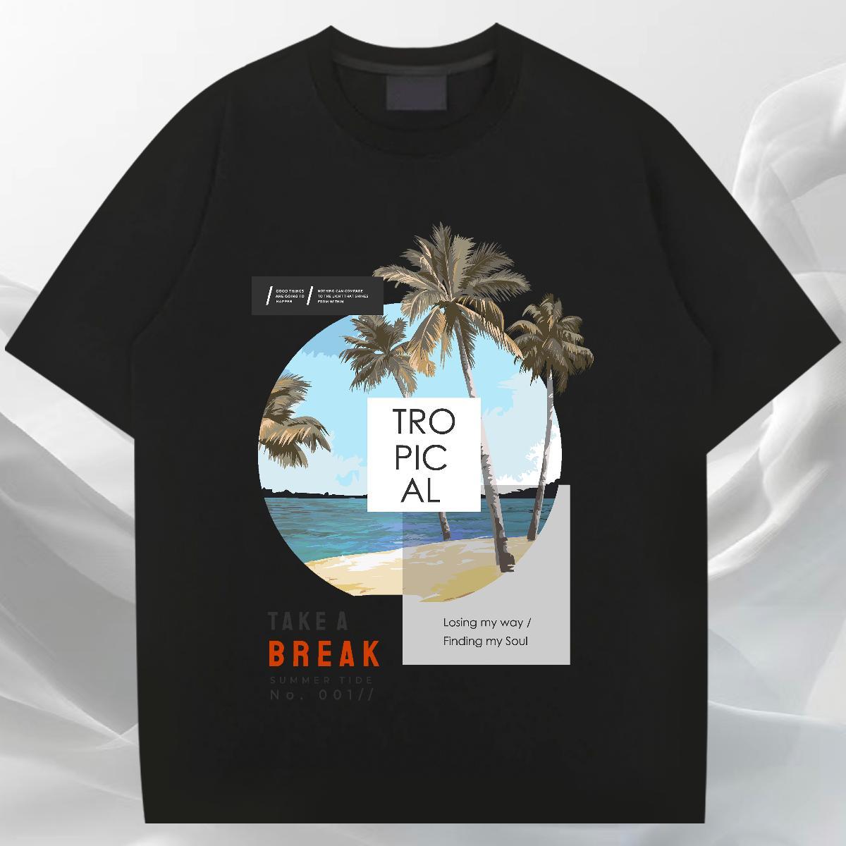 Brand Men Tops Tees 100% Cotton 230g Anime Printing Street sea DIY Logo Oversized Round Neck Short Sleeve DIY Customized Mens T Shirts Tops Shirt