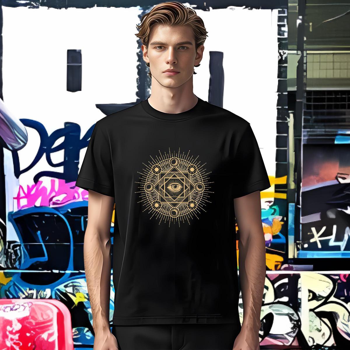Mens T Shirts 230g 100% Cotton eyes Anime Printing Street Round Neck Short Sleeve Graphic Tshirts DIY Designer Clothings