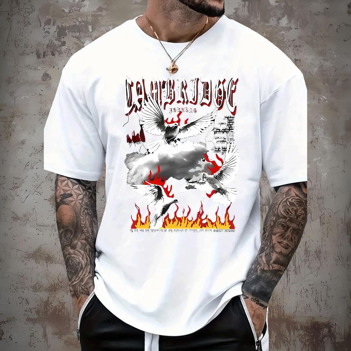 2024 Designer Men T Shirts 100% Cotton 230g eagle Summer Casual Polos Breathable Crew Neck Classic Men Tshirts DIY