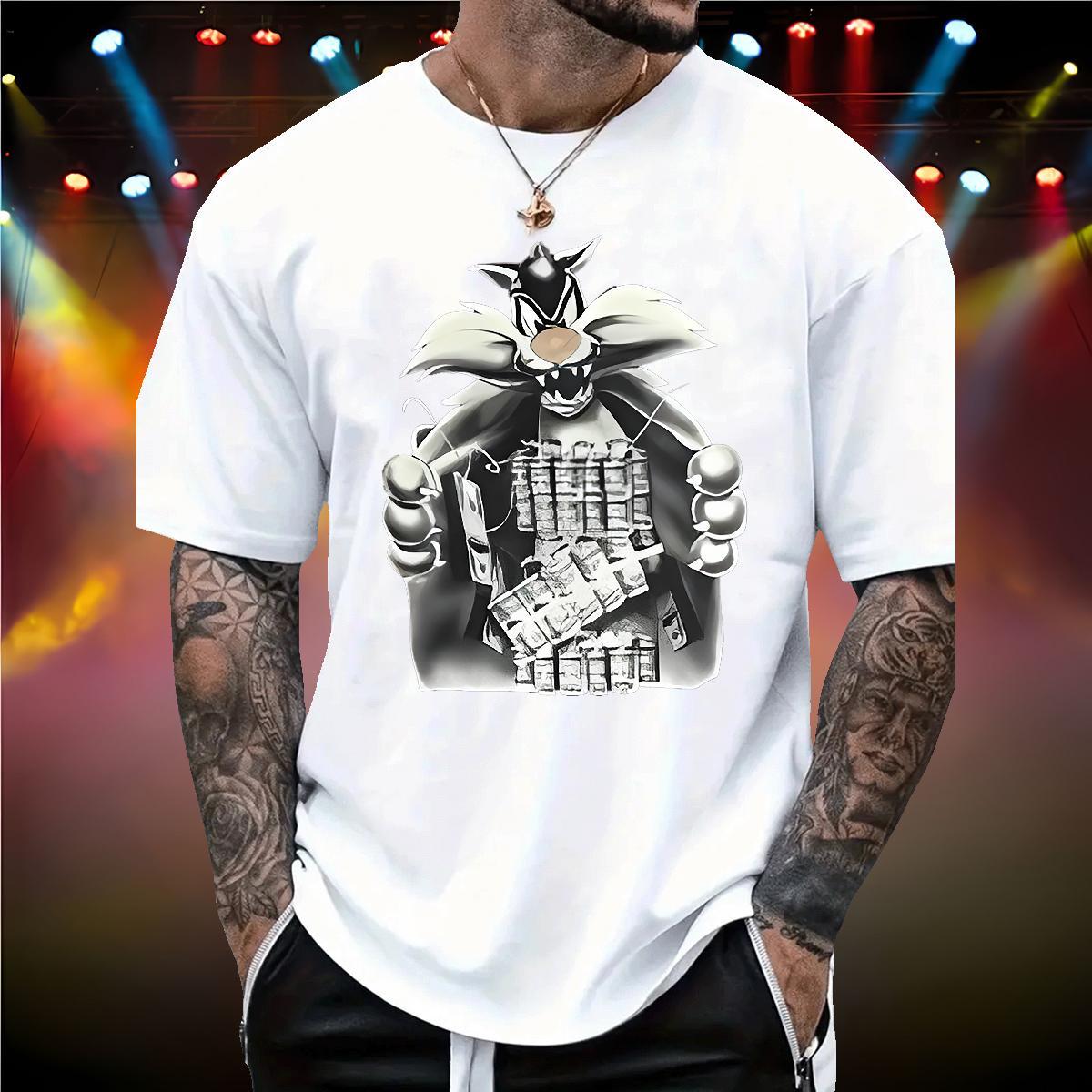 Men T Shirts 100% Cotton 230g cat Daily Wear Breathable DIY Printed Men Tops Tees New Designer High Quality Top Tees