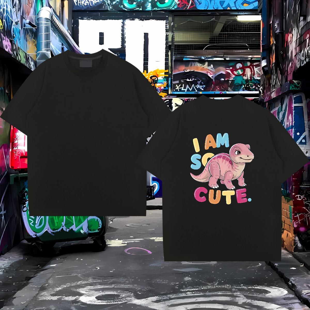 New Arrival T-Shirts 230g Cotton dinosaur Street Wear Tops Tees Short Sleeve Soft Comfortable Men Clothes T-Shirt Plus Size Cartoon