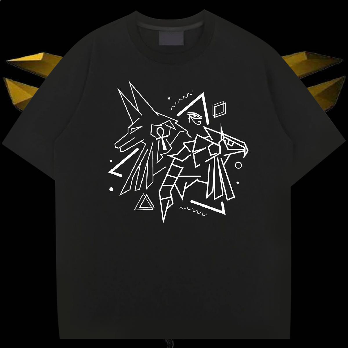 T-Shirts 230g Pure Cotton Geometric line Beach Breathable Crew Neck DIY Anime Men Tops Tees DIY Customized Cool Polos