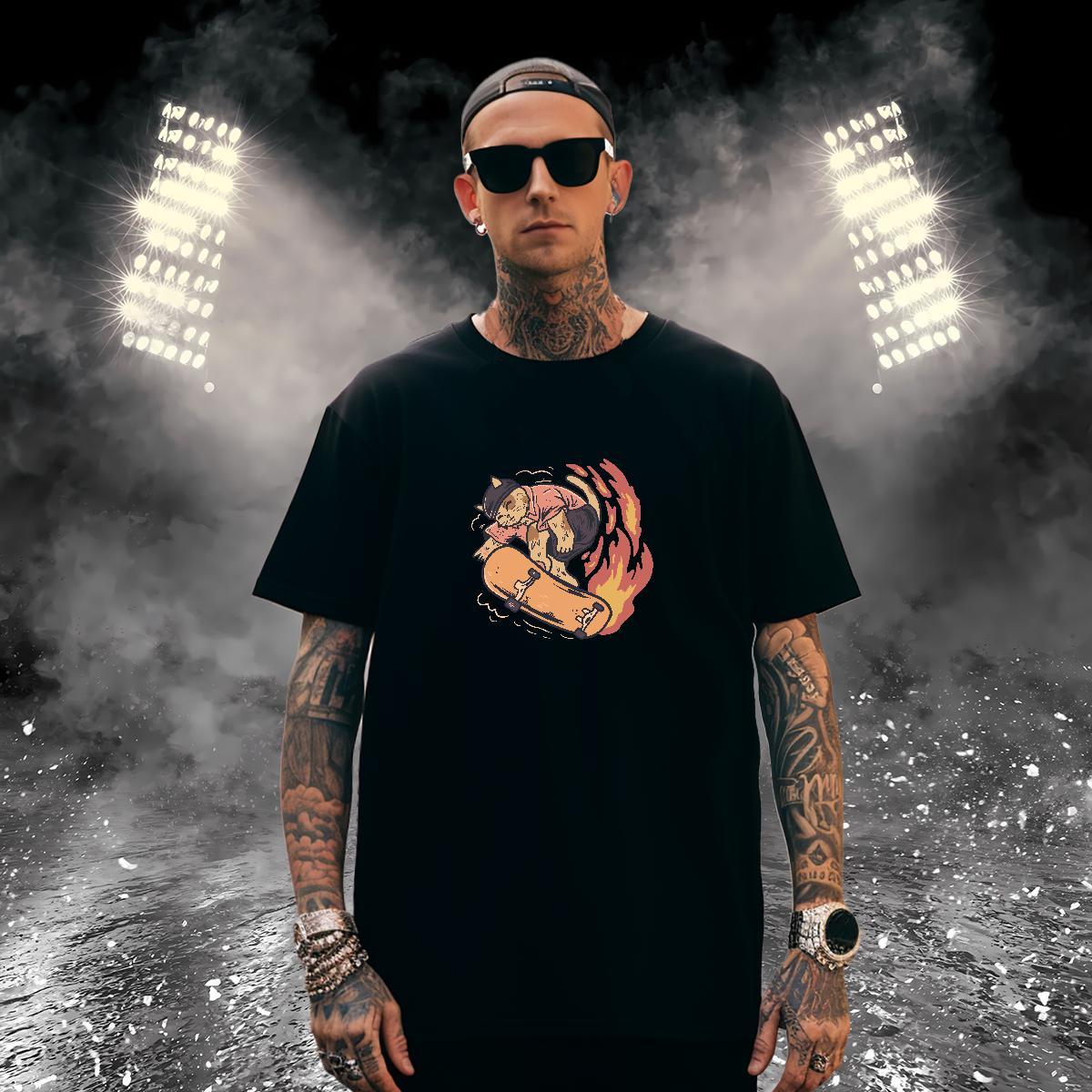 T Shirts Men 100% Cotton 230g cute Outdoor Crew Neck Breathable Cartoon Print Men Tops Tees New Designer TOP Quality Wear