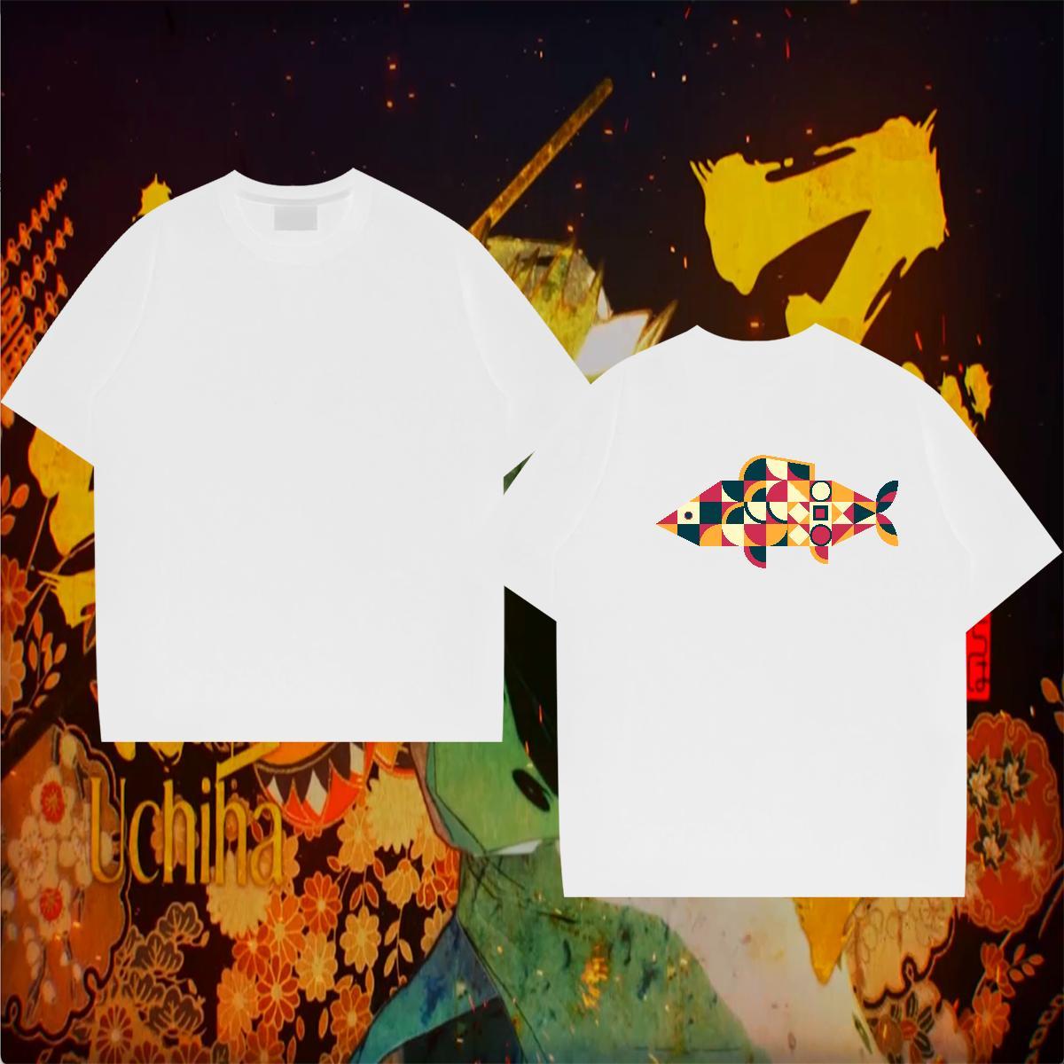 Custom Mens T Shirts 100% Cotton 230g fish Summer Casual Tees Shirts Breathable Short Sleeve Soft Men Tees Custom Print Oversized