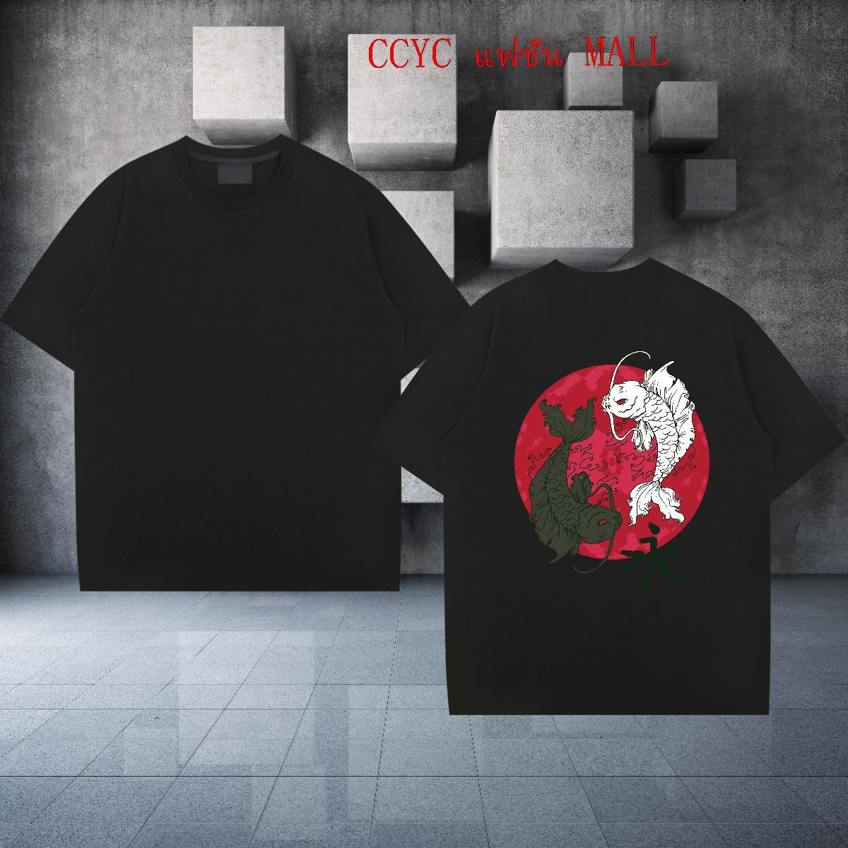 Fashion Designer T Shirt For Man 230g Cotton fish Street Wear Short Sleeve O-Neck Wholesale Men Tees DIY