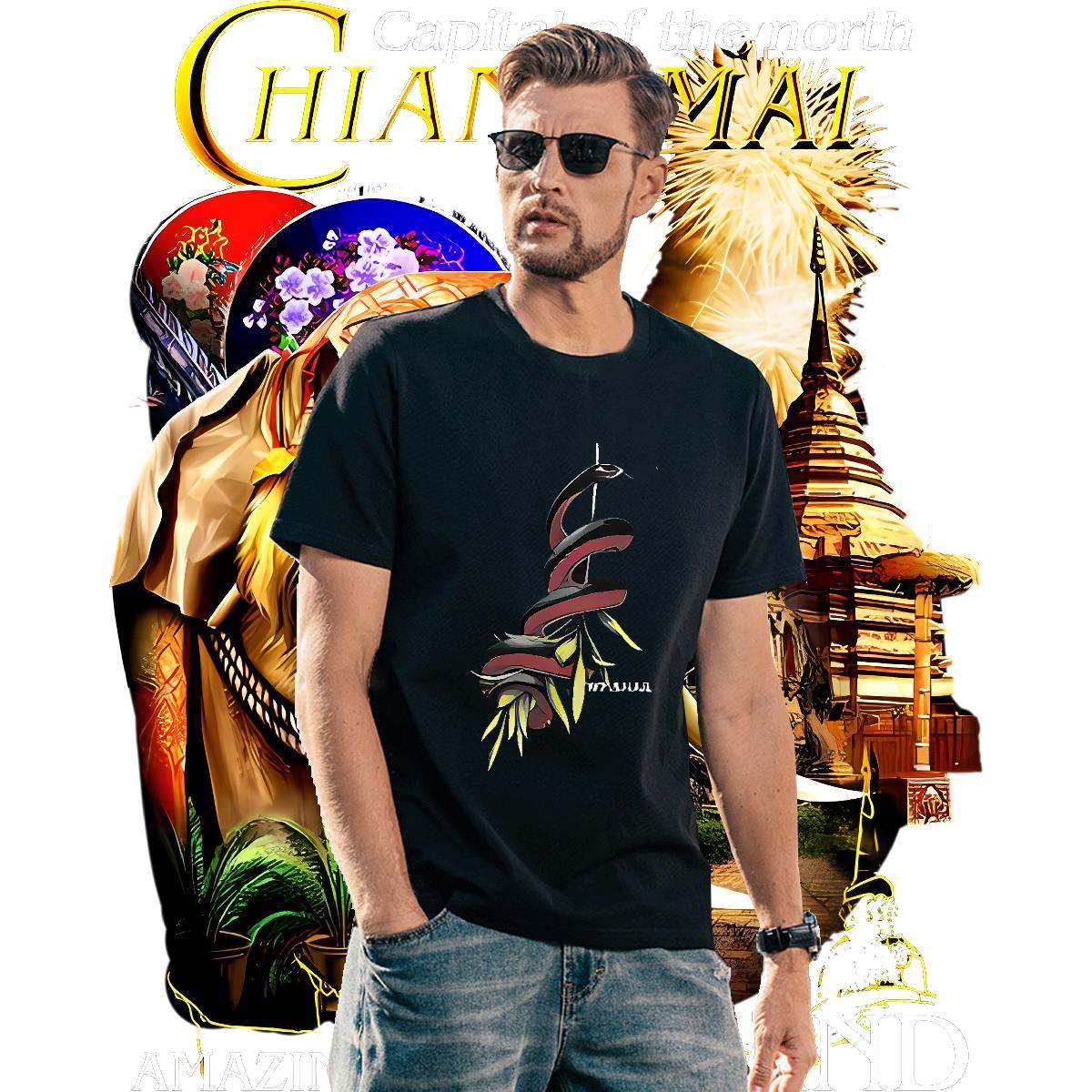 High Quality Tshirt for Man Woman 230g Pure Cotton snake Mens T Shirts Summer Casual Crew Neck Breathable Custom Cartoon Casual New Tees