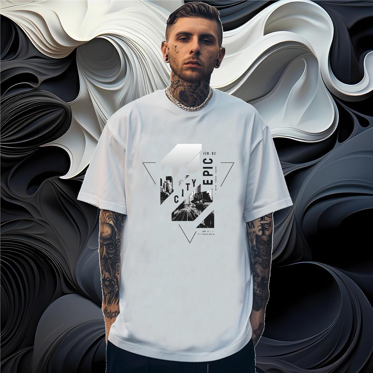 Free Shipping Mens T Shirts 230g Pure Cotton Tall buildings, streets Street wear Hip Hop Clothings O Neck Short Sleeves Wholesale Men Tops Tees Custom