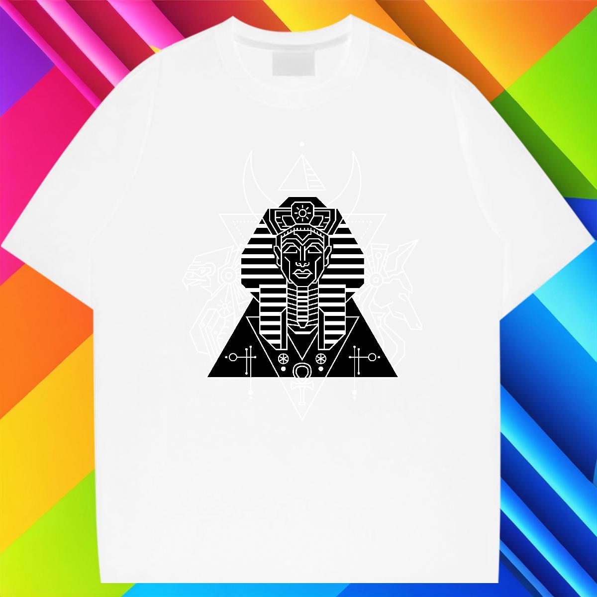 T-Shirts for Men 100% Cotton 230g Geometric line Anime Printing Street Breathable Short Sleeve Oversized 4XL Couples T Shirts Free Shipping Cool Desig