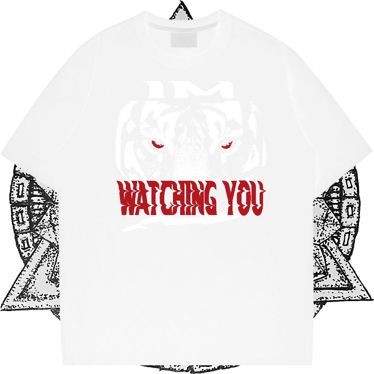 2024 T-Shirts 100% Cotton 230g tiger Street wear Hip Hop Tees Round Neck Short Sleeve Soft Men Clothes T-Shirt Skull