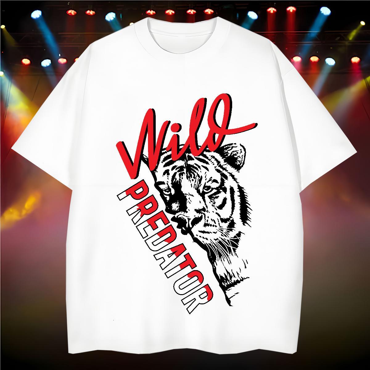 DIY Customized Men T Shirts 230g Pure Cotton tiger Home Outdoor Wear Breathable Crew Neck High Quality Men Tops Tees Custom Printed