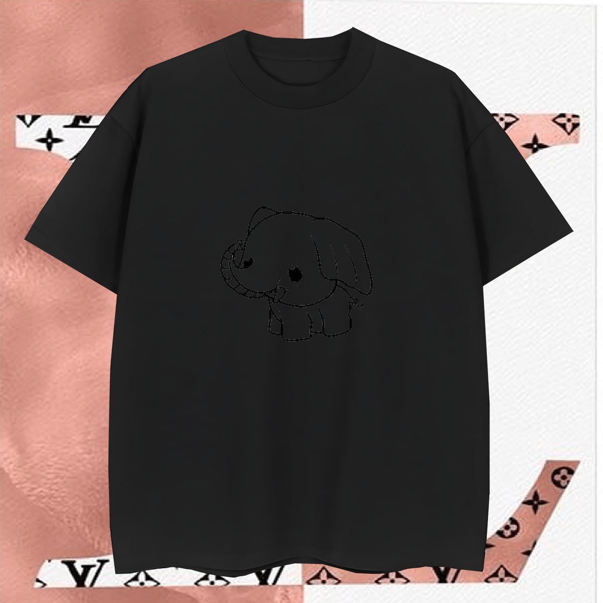 New T-Shirts 230g Pure Cotton Elephant Beach Clothes Breathable Short Sleeve Free Shipping Men Clothes T-Shirt Cartoon Printing L-4XL