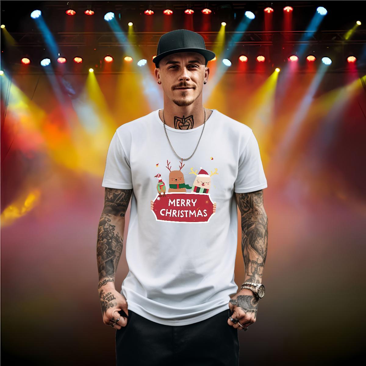 Fashion T Shirt For Man 230g 100% Cotton Christmas Daily Wear Tops Shirt Pure Cotton Unisex Men Tees Cartoon Printing L-4XL