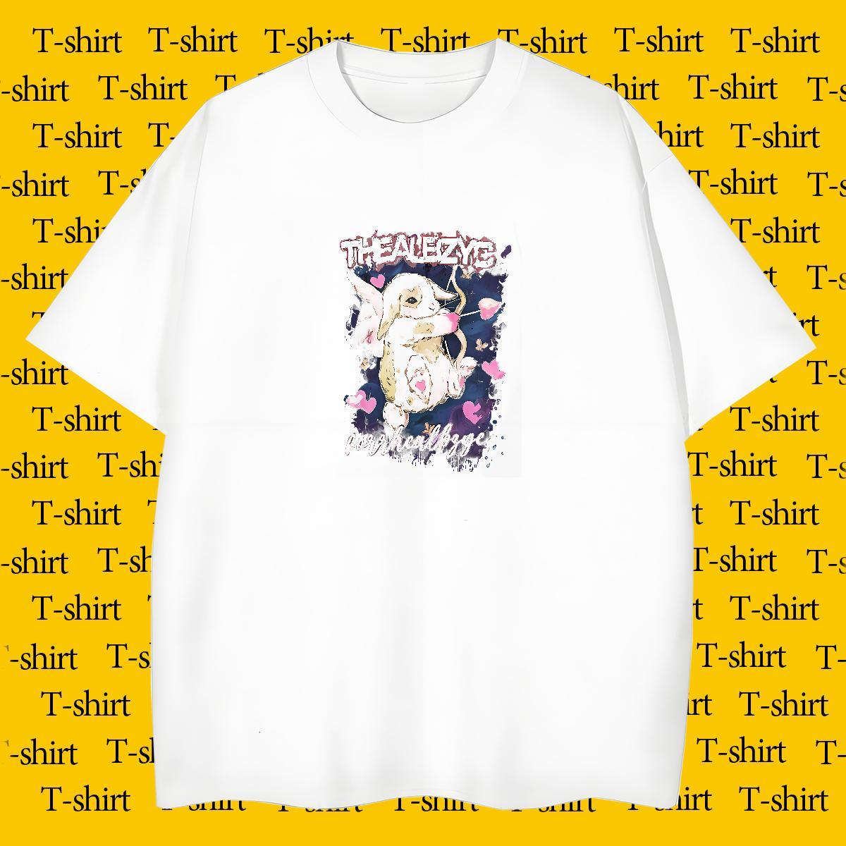 New T shirt 230g Cotton rabbit Casual Beach Tees Crew Neck High Quality Men Tops Tees Custom Printing