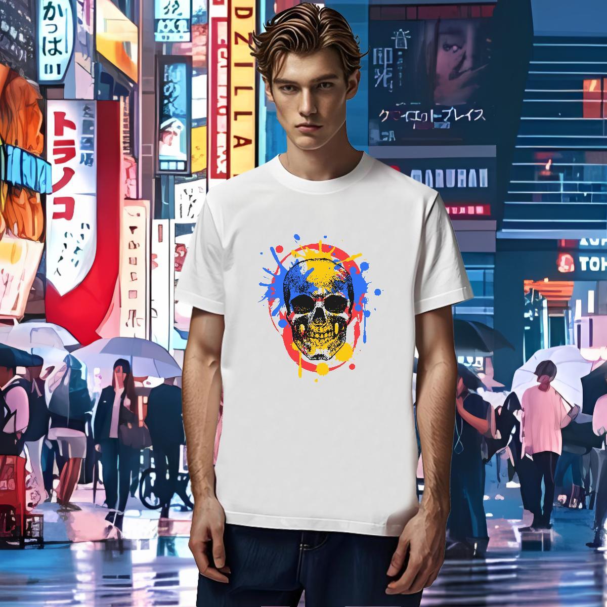 Fashion Design T shirt skull Clothes 230g Cotton Daily Outfit Brand Oversized 3XL 4XL O Neck Short Sleeves Men Clothes T-Shirt