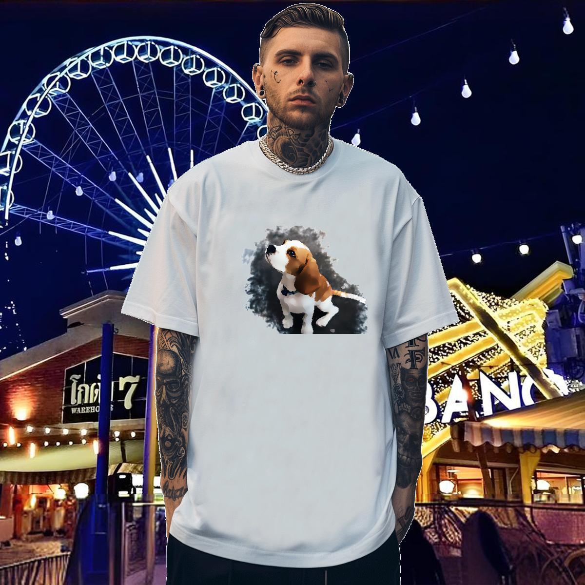 T shirt 230g 100% Cotton dog Street Crew Neck Asian Size Couples T Shirts Classic Designer Polos