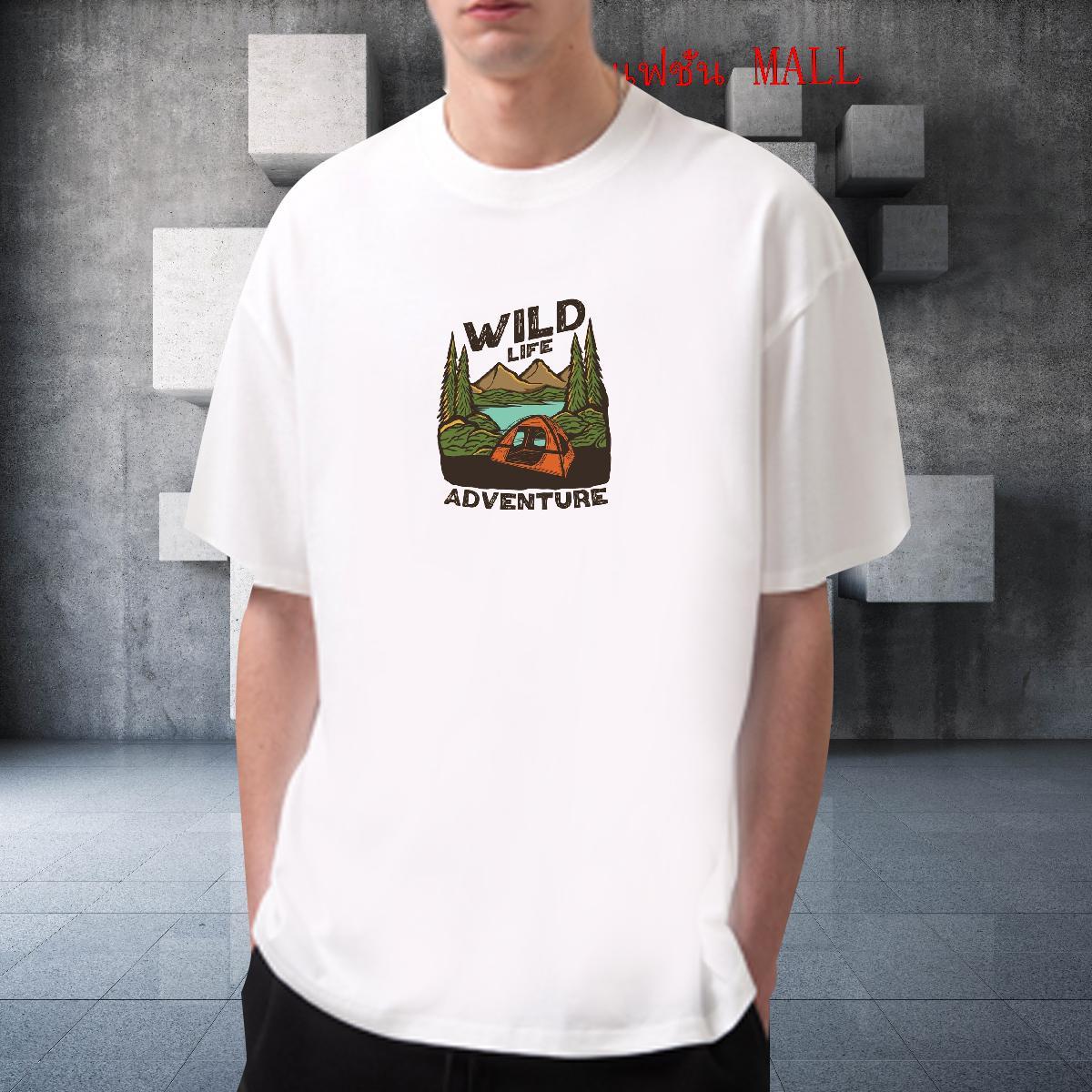 Cool Design Men Tees 230g Pure Cotton High Street Hip Hop mountains Anime Print Breathable Crew Neck DIY T shirt Clothings