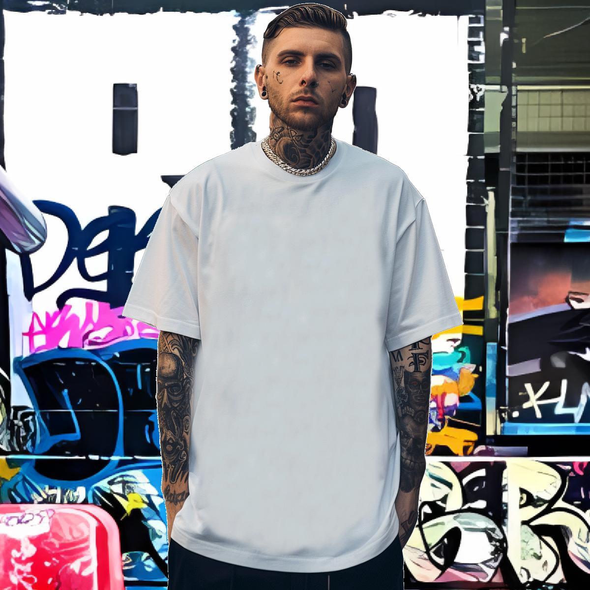 T-Shirts for Men 230g 100% Cotton letter Daily Outfit Short Sleeve O-Neck Black White Men Clothes T-Shirt 2024 Summer Cool Tshirts