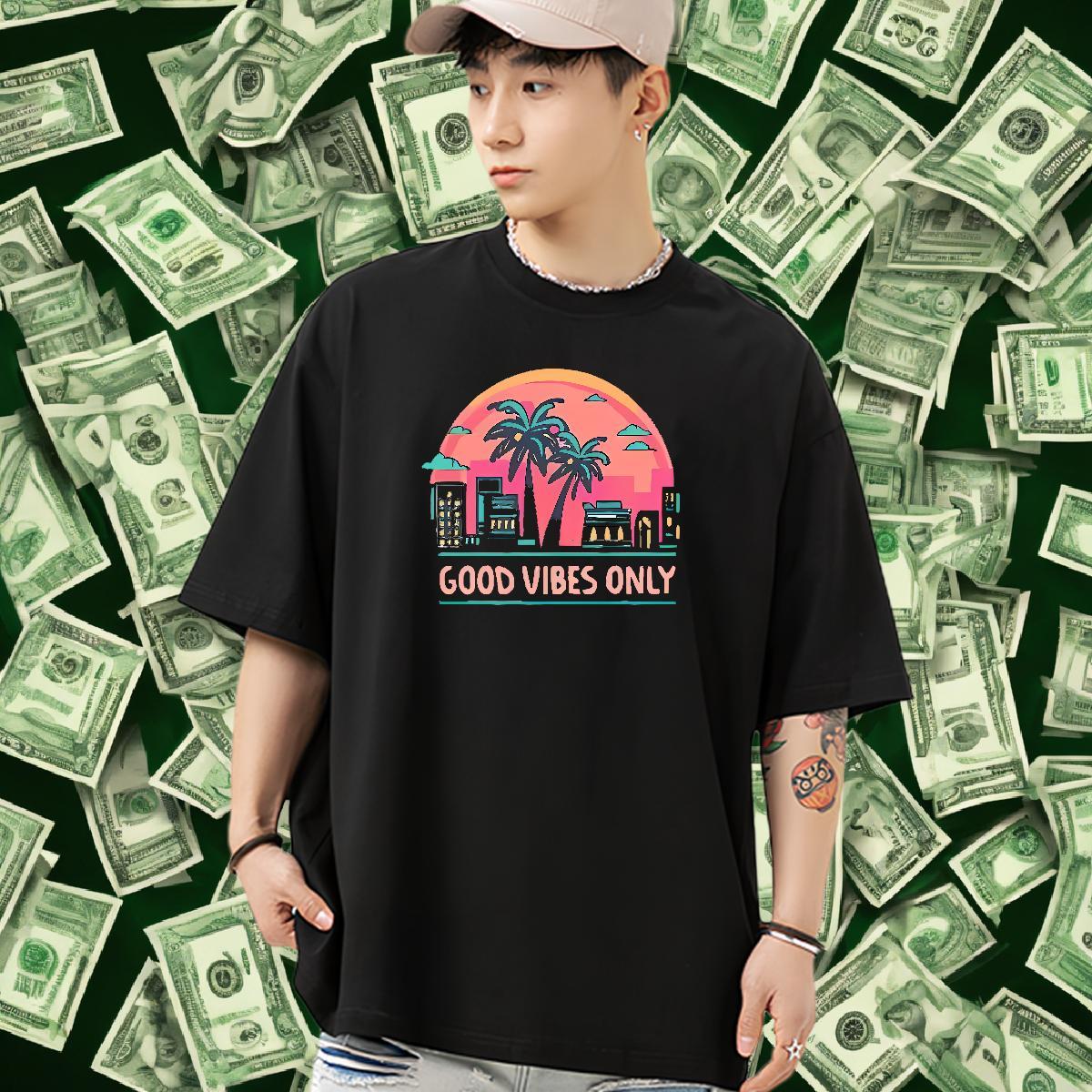 Fashion Design T-Shirts for Men 230g Pure Cotton letter Casual Beach Top Tees Short Sleeve O-Neck Soft Men Tops Tees Black White