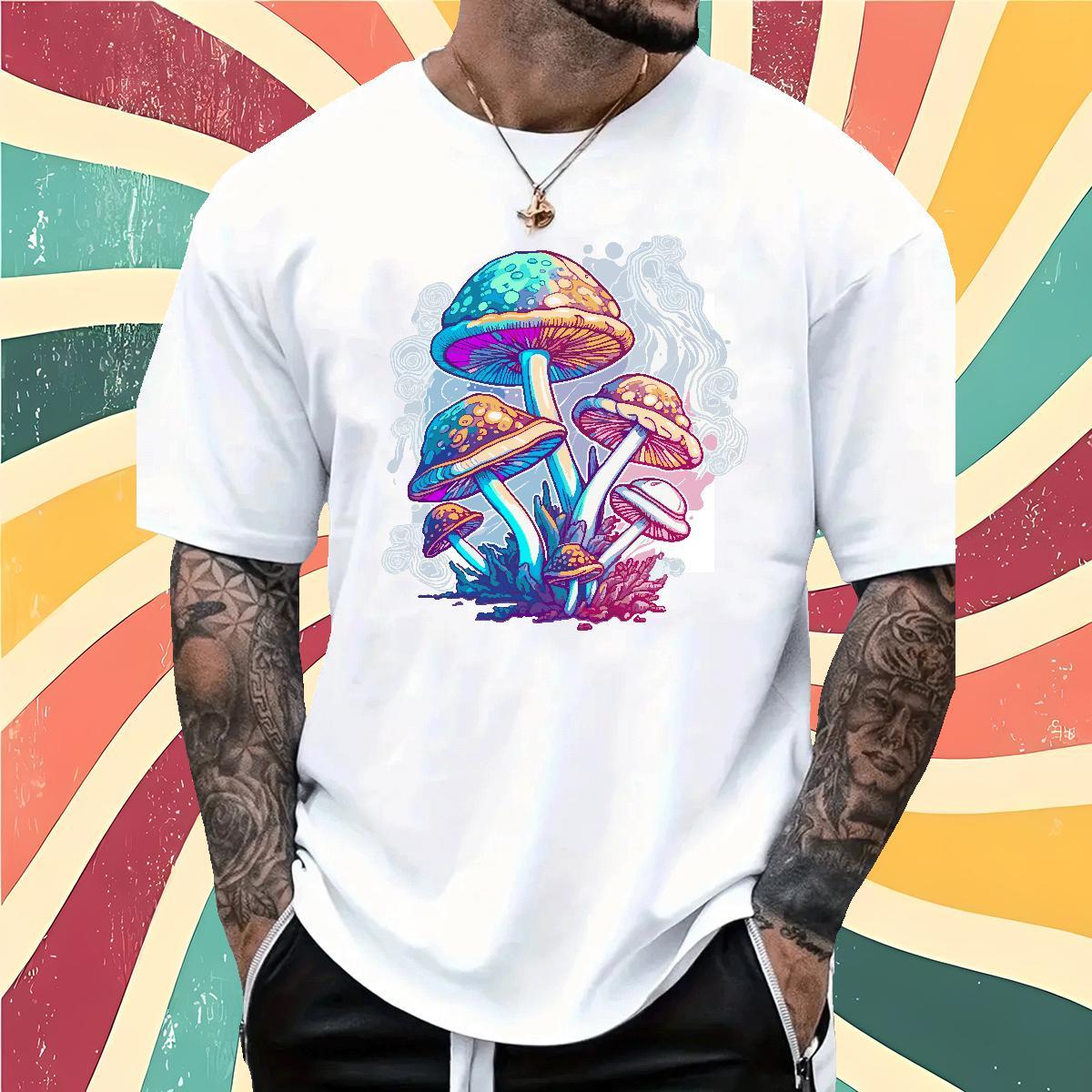 Stylist T-Shirts 230g Pure Cotton mushroom Beach Tees Shirts Crew Neck High Quality Men Tshirts Custom Cartoon