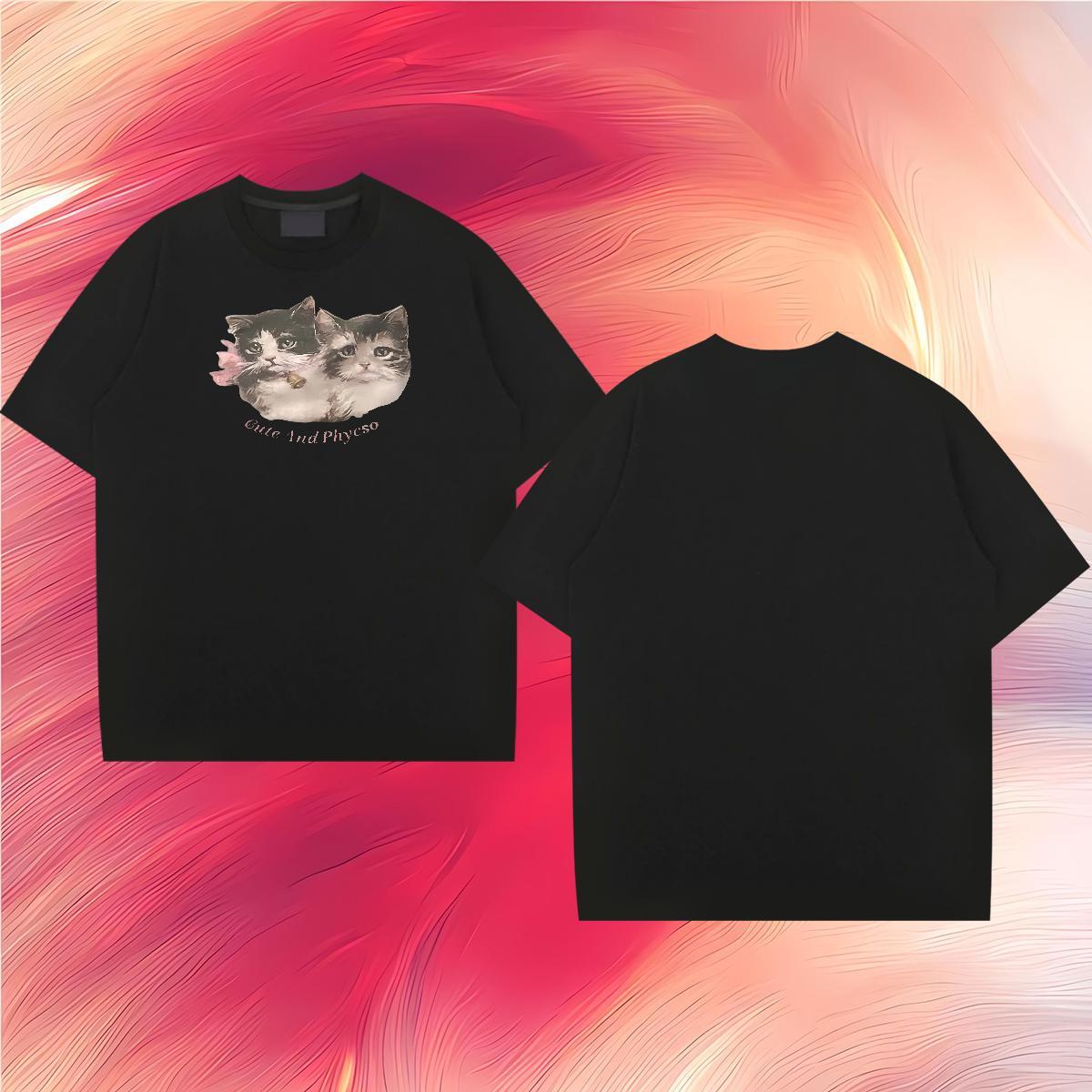 Designer T Shirt For Man 230g Pure Cotton cute Street Wear Tops Shirt Breathable Short Sleeve Brand Men Tees Plus Size Custom