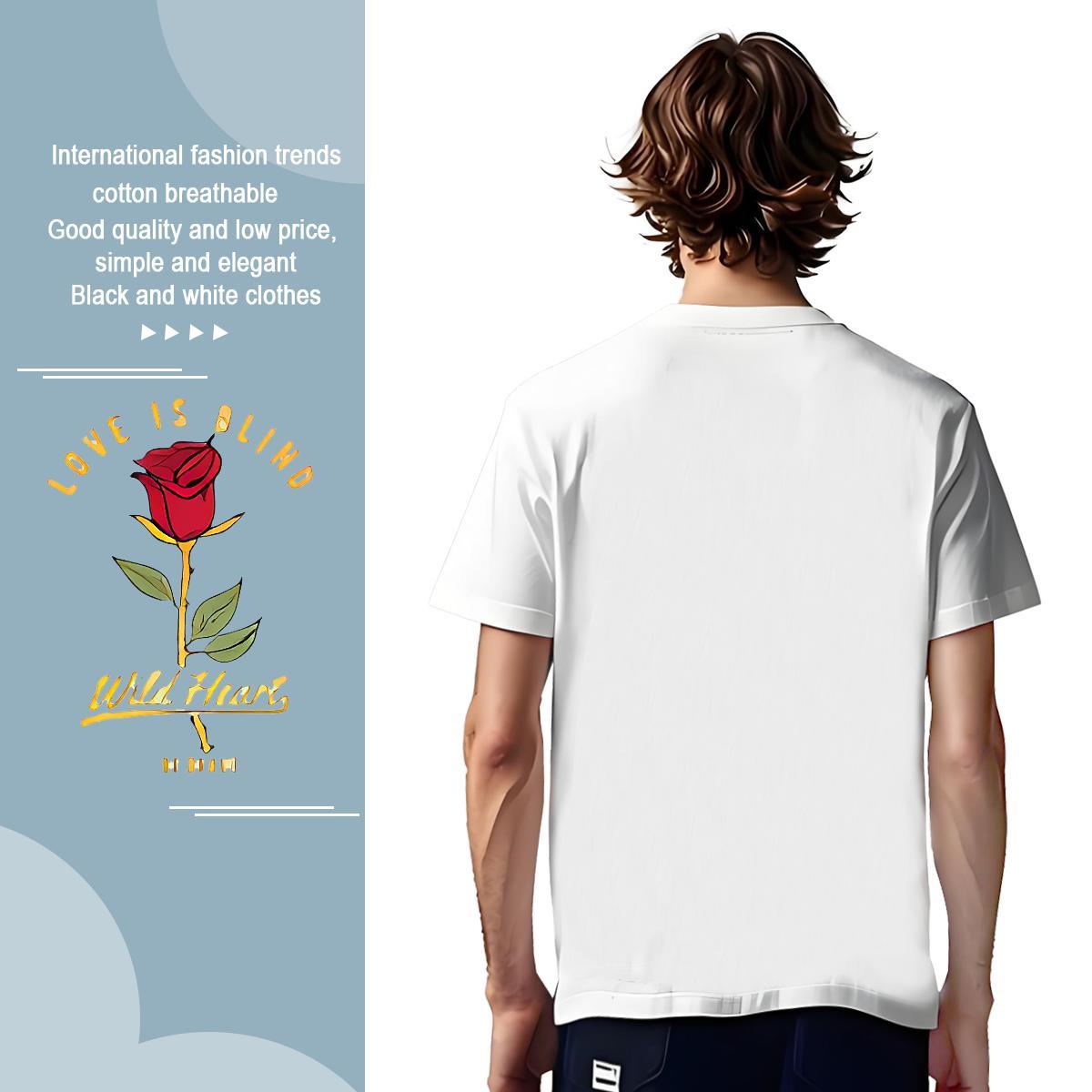 T-Shirts for Men 100% Cotton 230g flower Casual Short Sleeve Soft Floral Print Tshirt for Man Woman Free Shipping Unisex Clothes
