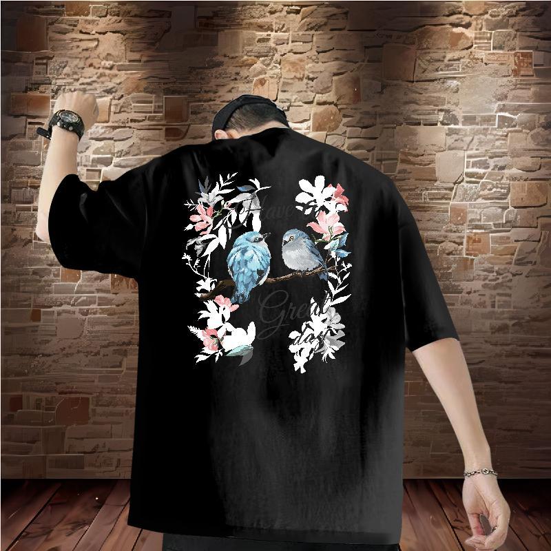 Classic T Shirts Men 230g 100% Cotton bird Casual Daily Wear Tops Shirt Round Neck Short Sleeve Soft Tshirt for Man Woman Plus Size Custom