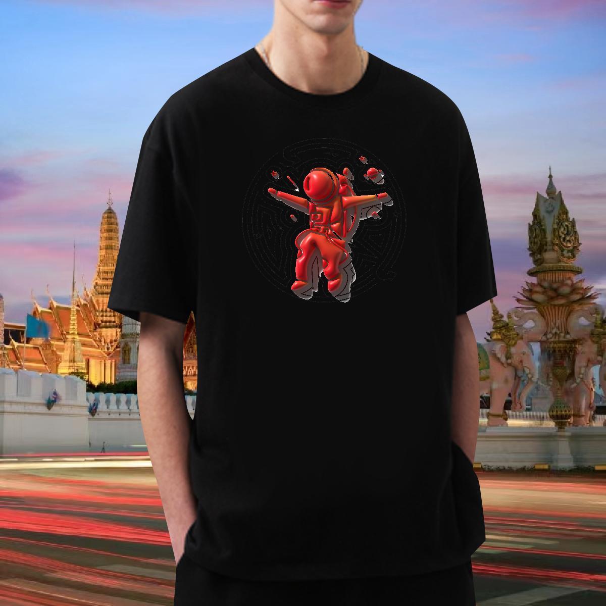 T Shirt For Man 230g Cotton cosmonaut Street Breathable Crew Neck Custom Printing Men Tshirts Fashion Loose Fit Tees