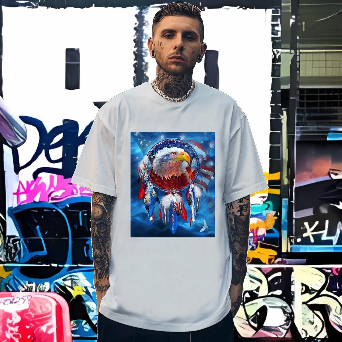 T Shirts Men 230g Pure Cotton eagle Daily Wear Breathable Soft Custom Big Size Couples T Shirts Fashion Comfortable Tshirts