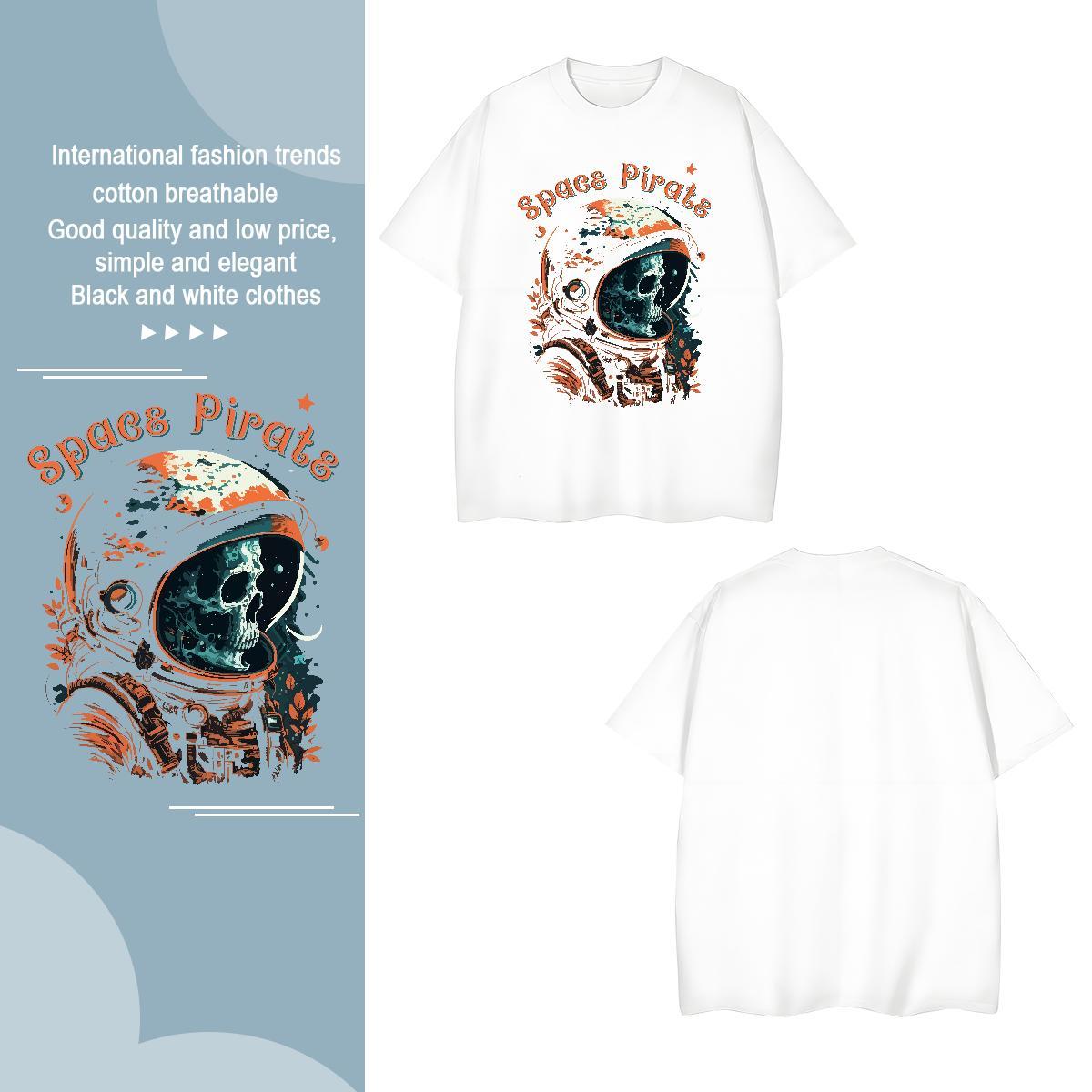 Mens T Shirts 230g Cotton spaceman Casual Daily Wear Breathable Crew Neck Black White Men Clothes T-Shirt 2024 Cool Design Tops Shirt