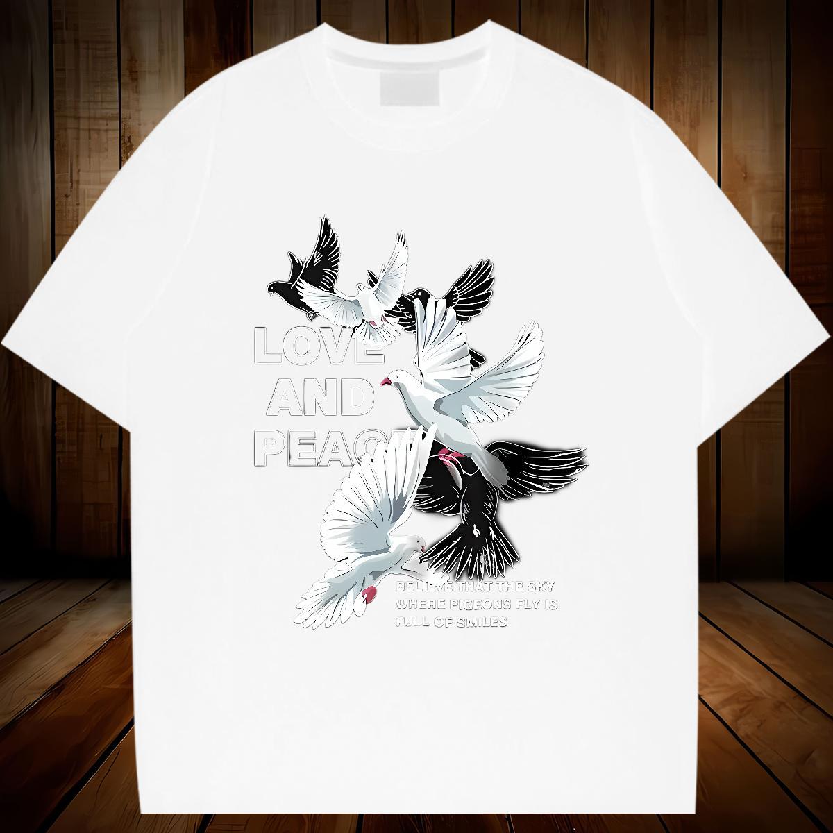 Mens T Shirts 100% Cotton 230g eagle Street Casual Breathable Short Sleeve DIY Anime Men Tops Tees 2024 Summer High Quality Clothings