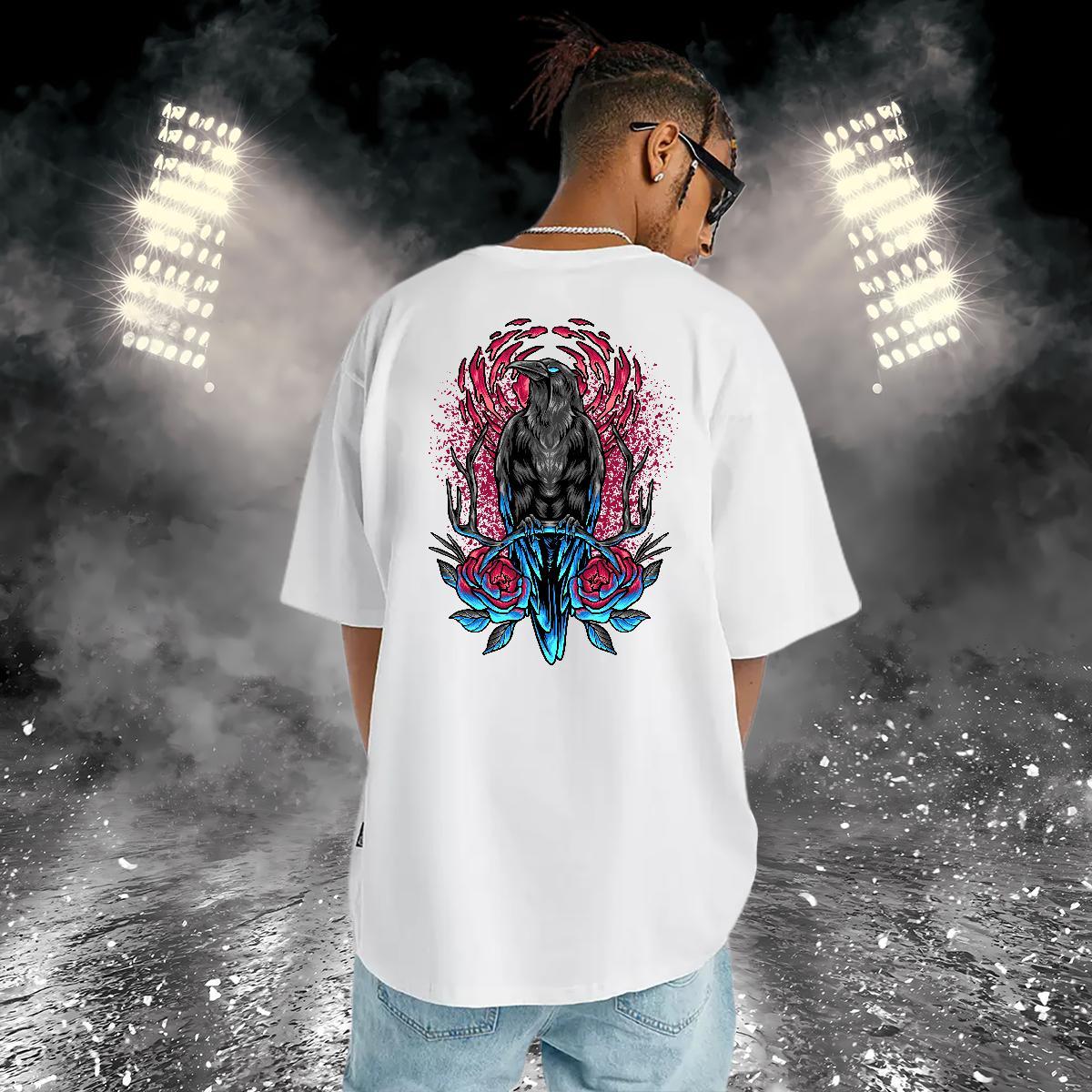 Brand Man T Shirts 100% Cotton 230g eagle Anime Printing Street Tops Tees Crew Neck Breathable Cool Design Men Tees DIY Logo Oversized
