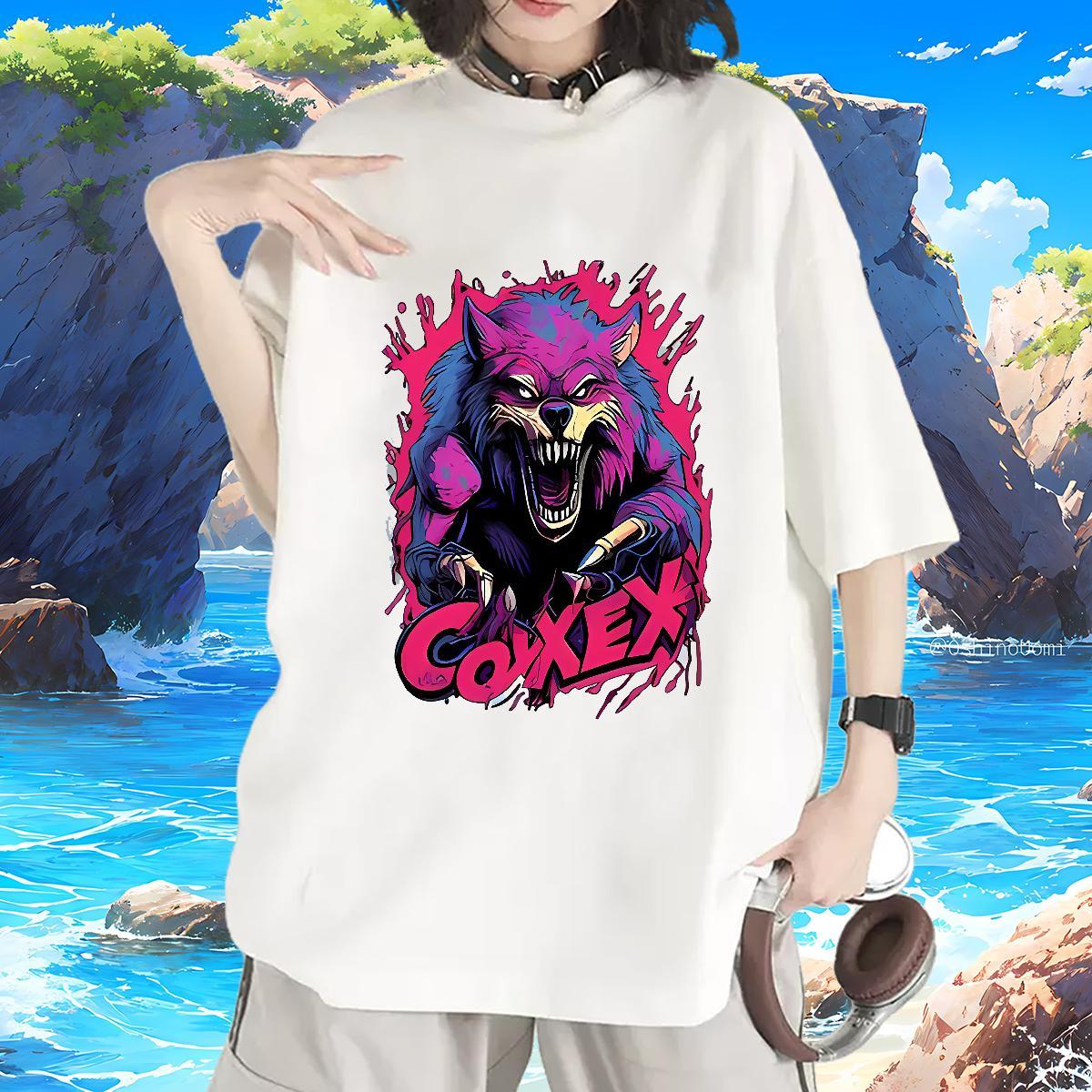 Loose fit T Shirts Women Crew Neck Womens Tshirts Custom Print Oversized wolf Spring Summer 230g Cotton Brand Tops Tees