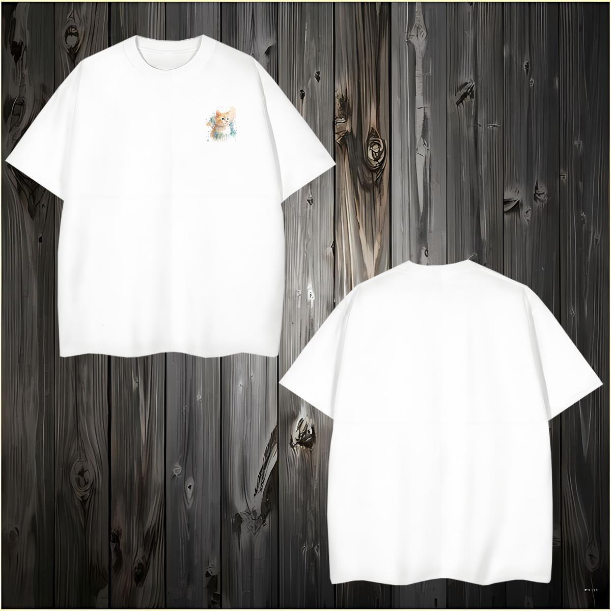 Cool Tshirt for Man Woman 230g 100% Cotton cat T-Shirts Spring Summer Short Sleeve O-Neck Custom Print Plus Size Wholesale Tshirts