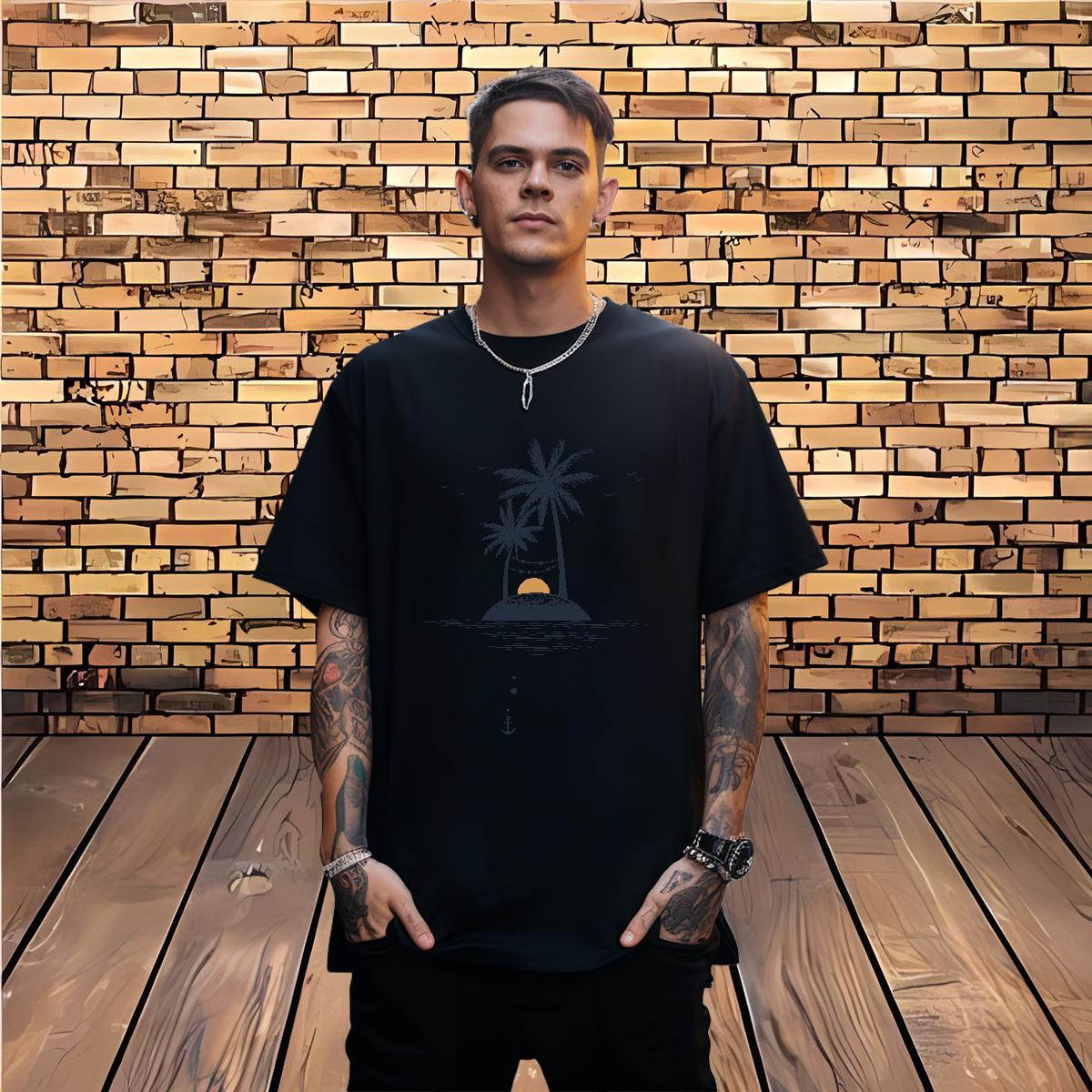 New Arrival T-Shirts 230g Cotton tree Sports Casual Tees Crew Neck Breathable Soft Men Clothes T-Shirt White Plus Size