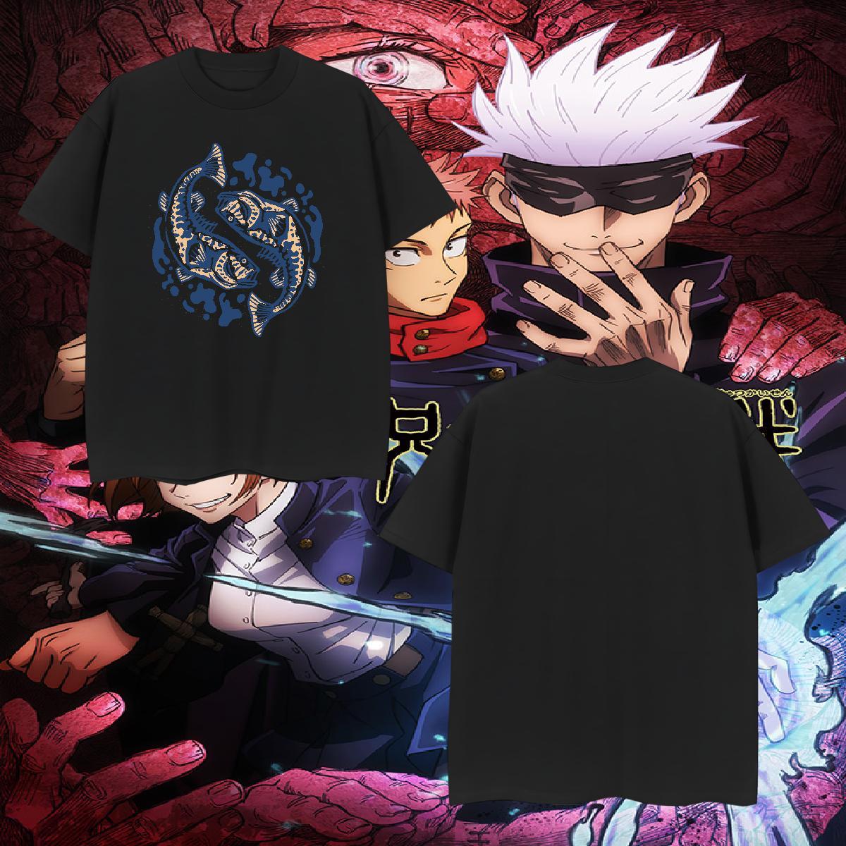 Unisex Men Tshirts 230g Cotton fish Men T Shirts Beach Pure Cotton Black Oversized Designer Top Tees