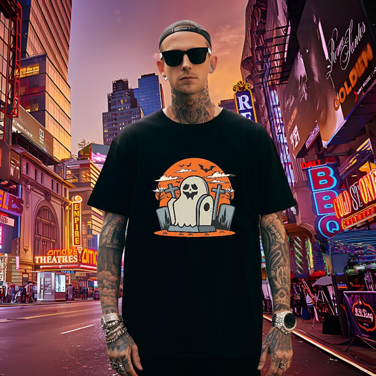 Loose Men Tops Tees 100% Cotton 230g halloween T Shirt For Man Sport Breathable Soft Plus Size Cartoon Factory Direct Wear