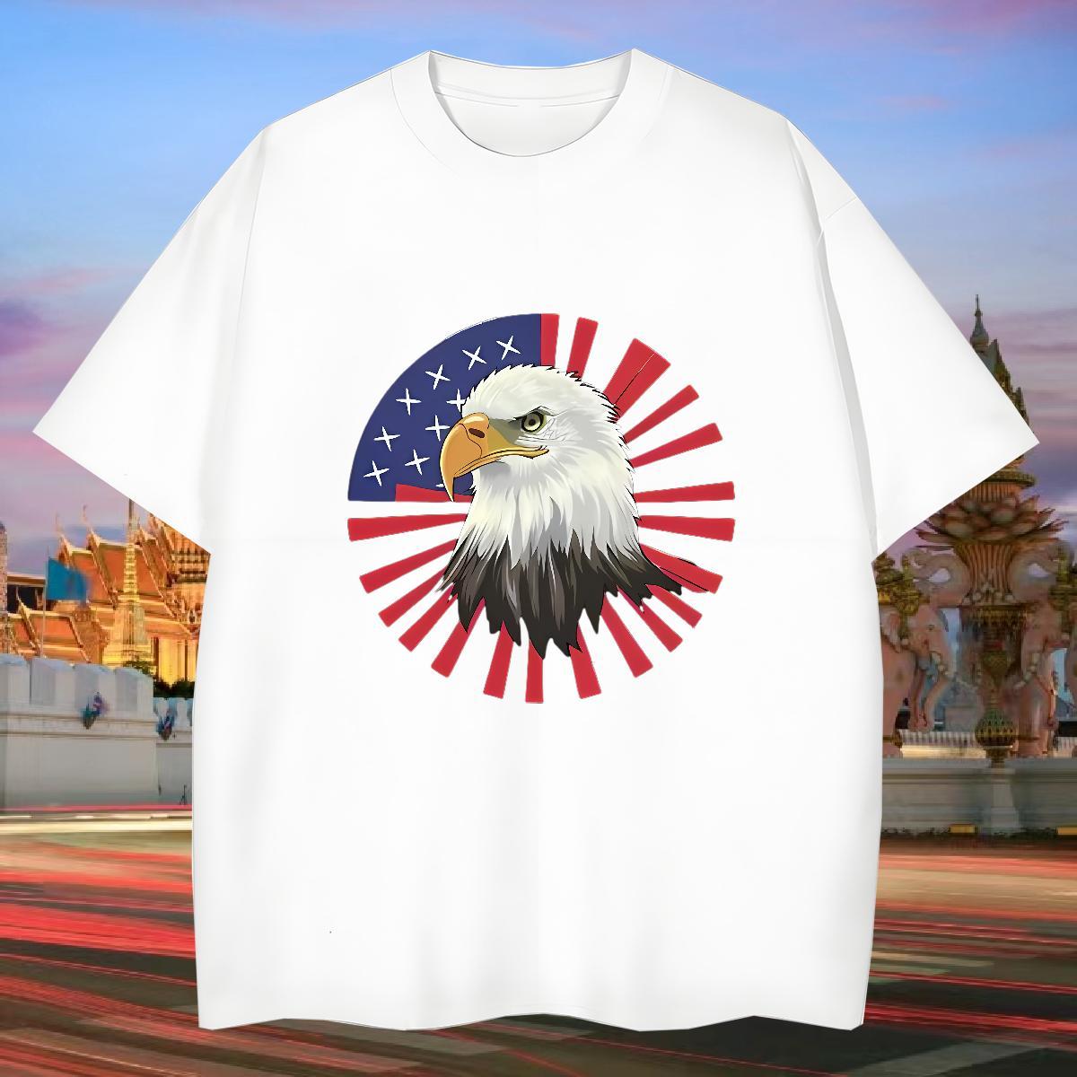 Men T Shirts 230g Pure Cotton eagle Home Outdoor Breathable Short Sleeve Anime Couples T Shirts New Arrival High Quality Tops