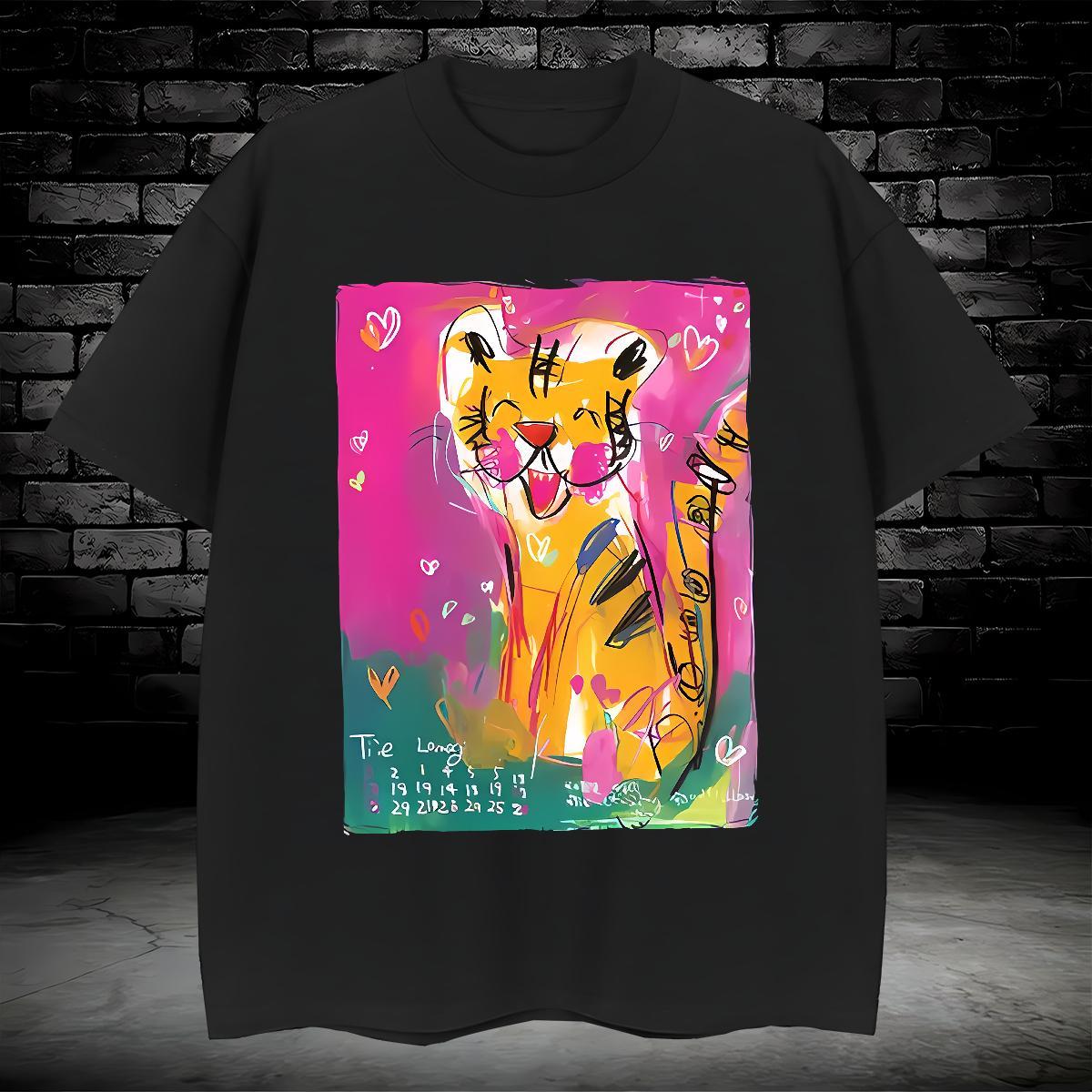 Man T Shirts 230g Cotton tiger Sport O-Neck Short Sleeve Plus Size Cartoon Men Tshirts Casual New Cool Design Tops Tees