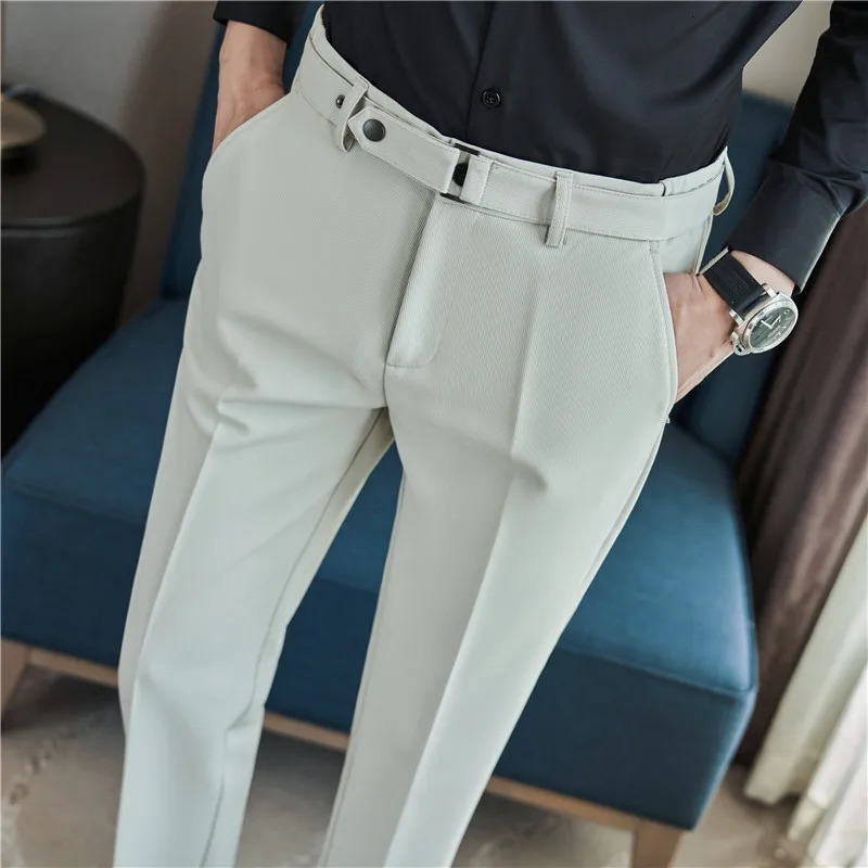 Clothing Men Spring High Quality Leisure Suit TrousersMale Slim Fit All Match Formal Wear Office Trousers Straight 240806
