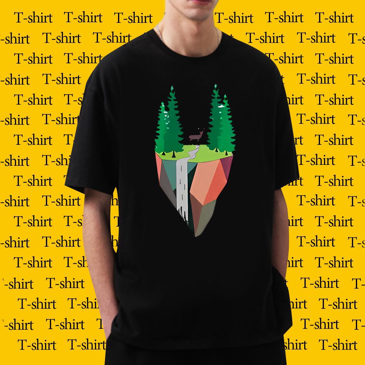 High Quality Men Tees 230g Pure Cotton Casual Daily Wear mountains DIY Logo Oversized Breathable Crew Neck Free Shipping T Shirts Men Tops