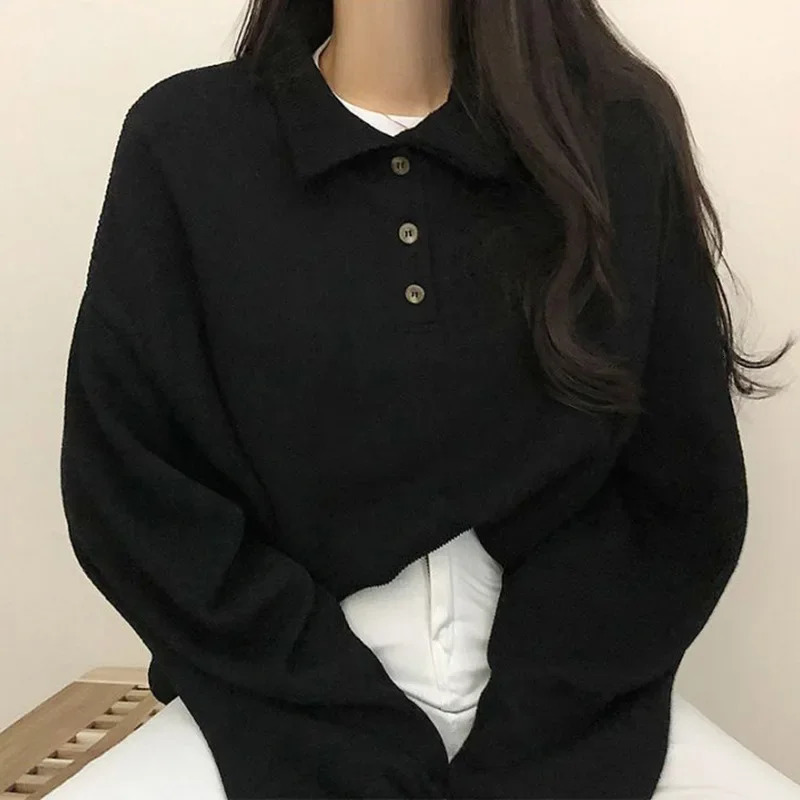 Spring Autumn Winter Korean Casual Female Pullover Fashion Women Blouse Simple Preppy Style Student Loose Soft Warm 240806