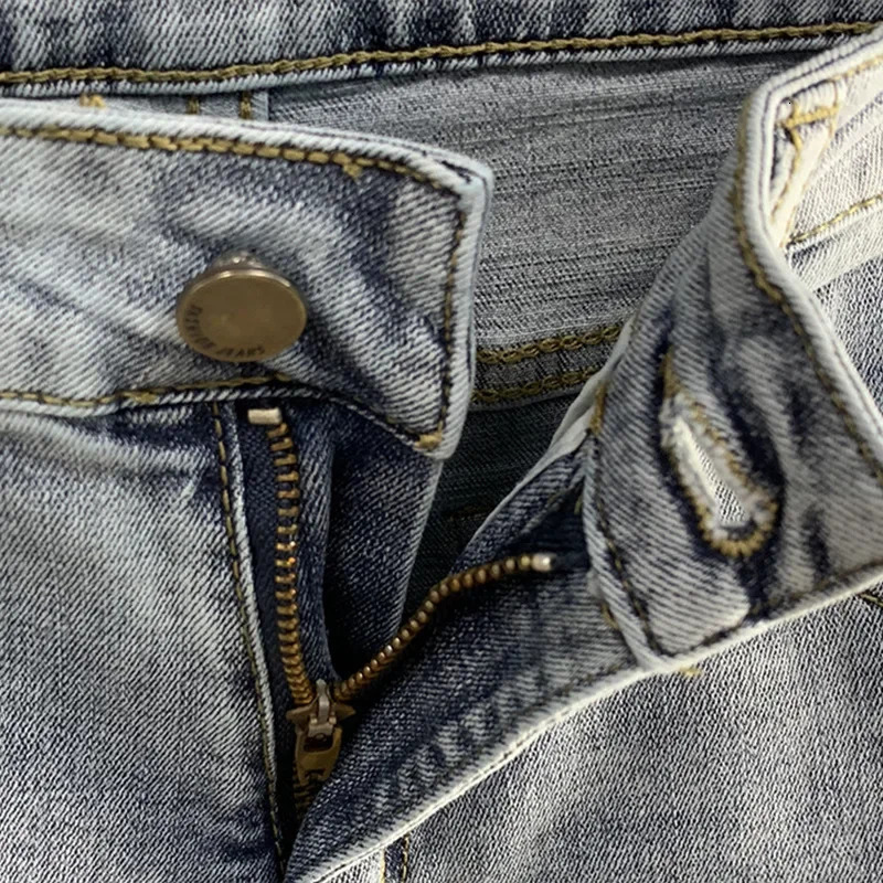 Trendy Ripped Light-colored Jeans For Men Slimming Cropped Pants Elastic Spring Summer Thin Style Casual Korean Version 240806