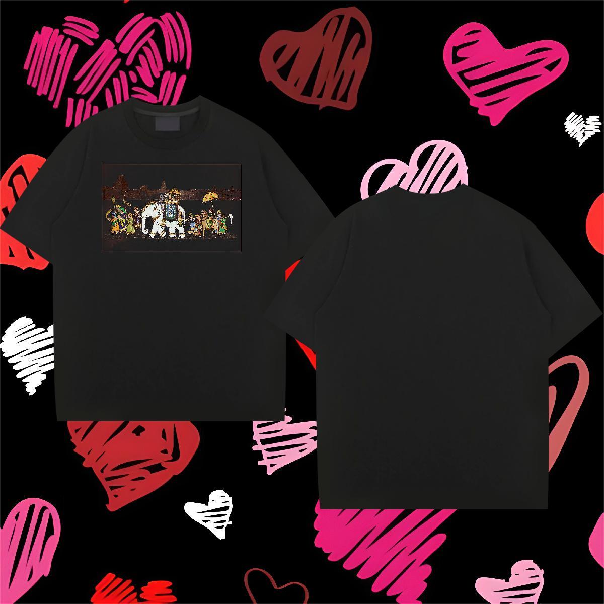 Fashion New T-Shirts for Men 230g 100% Cotton elephant High Street Hip Hop Tee Shirt O Neck Short Sleeves High Quality Men Clothes T-Shirt White Plus 